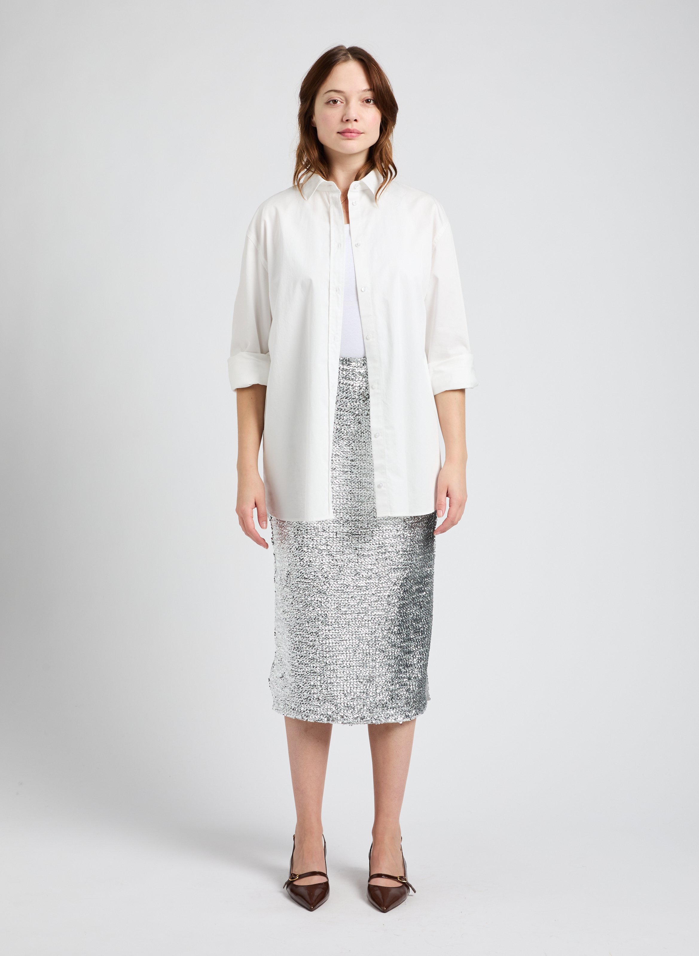 Straight long cotton shirt SAISON 1865 White