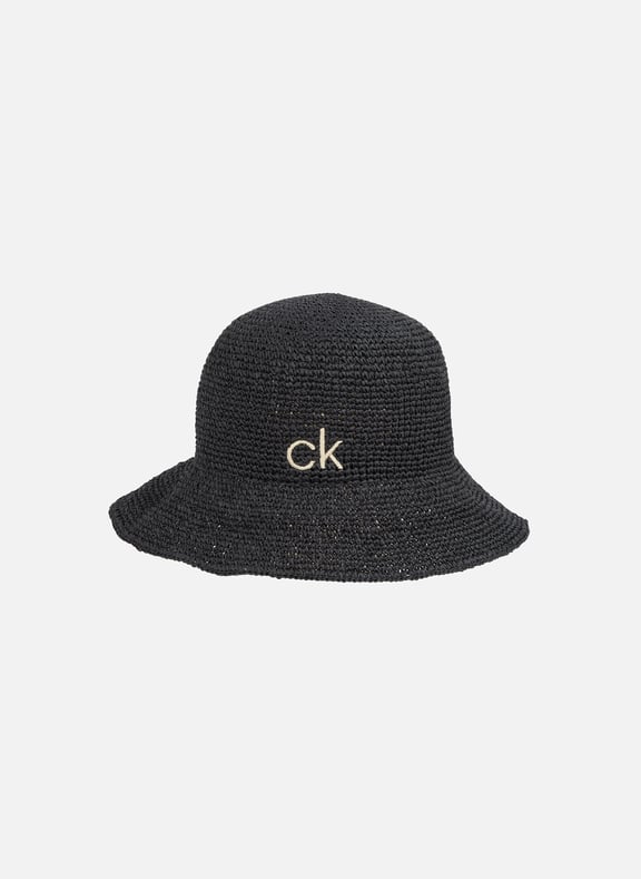 Straw bucket hat Black by CALVIN KLEIN CALVIN KLEIN Straw bucket hat Black