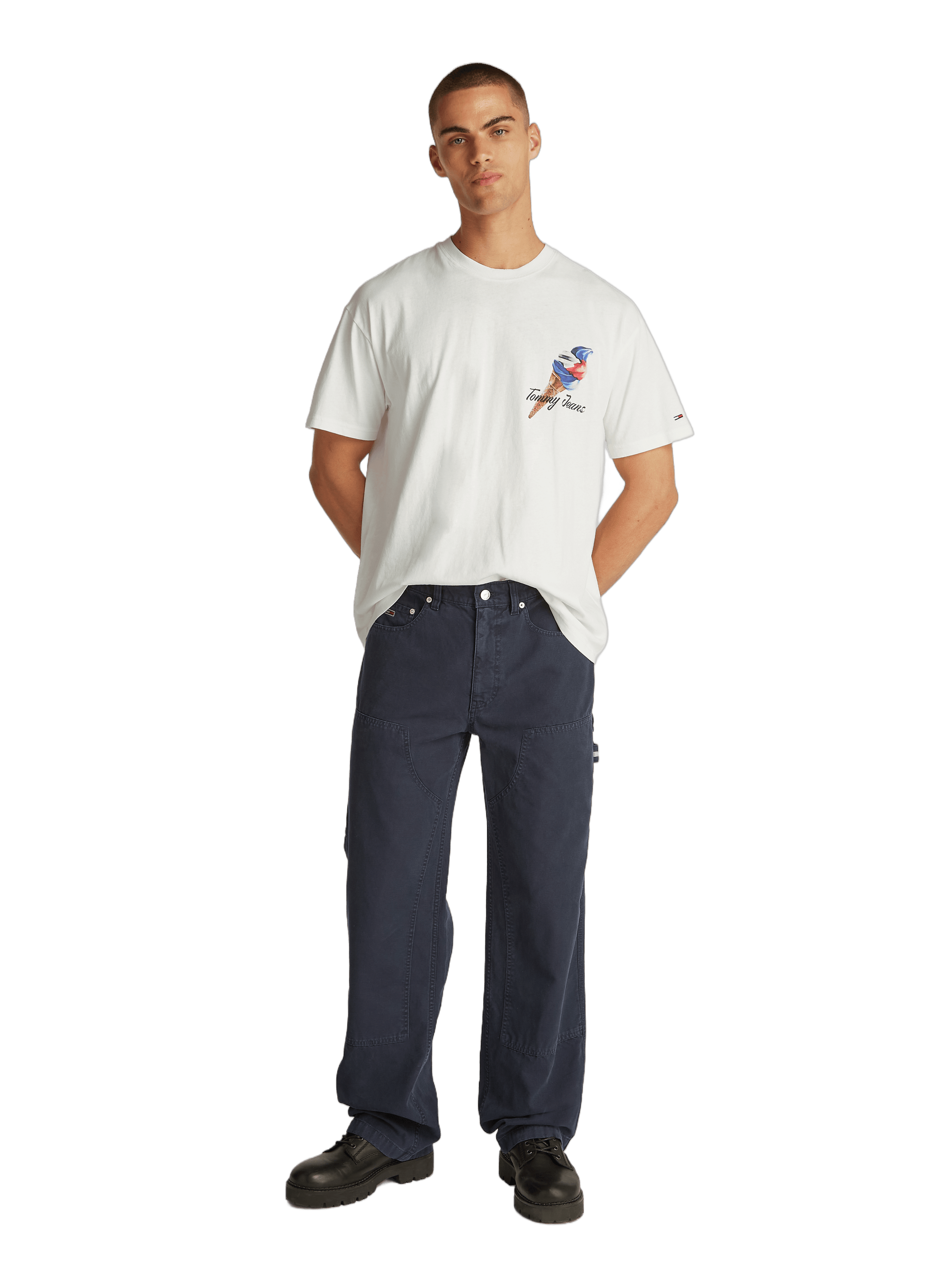 Biker-style cotton t-shirt TOMMY HILFIGER White