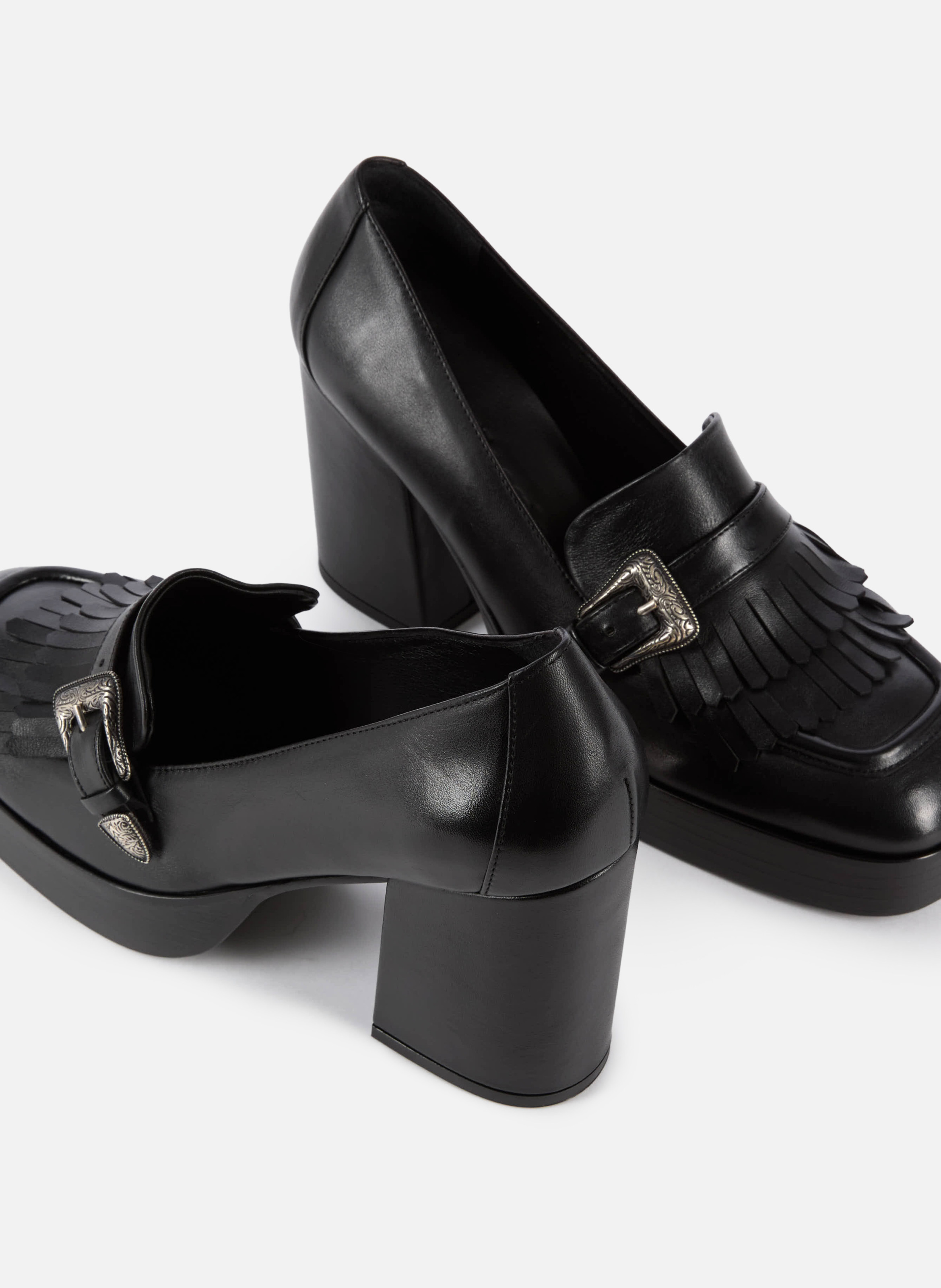 Mocassins à talons en cuir THE KOOPLES Noir