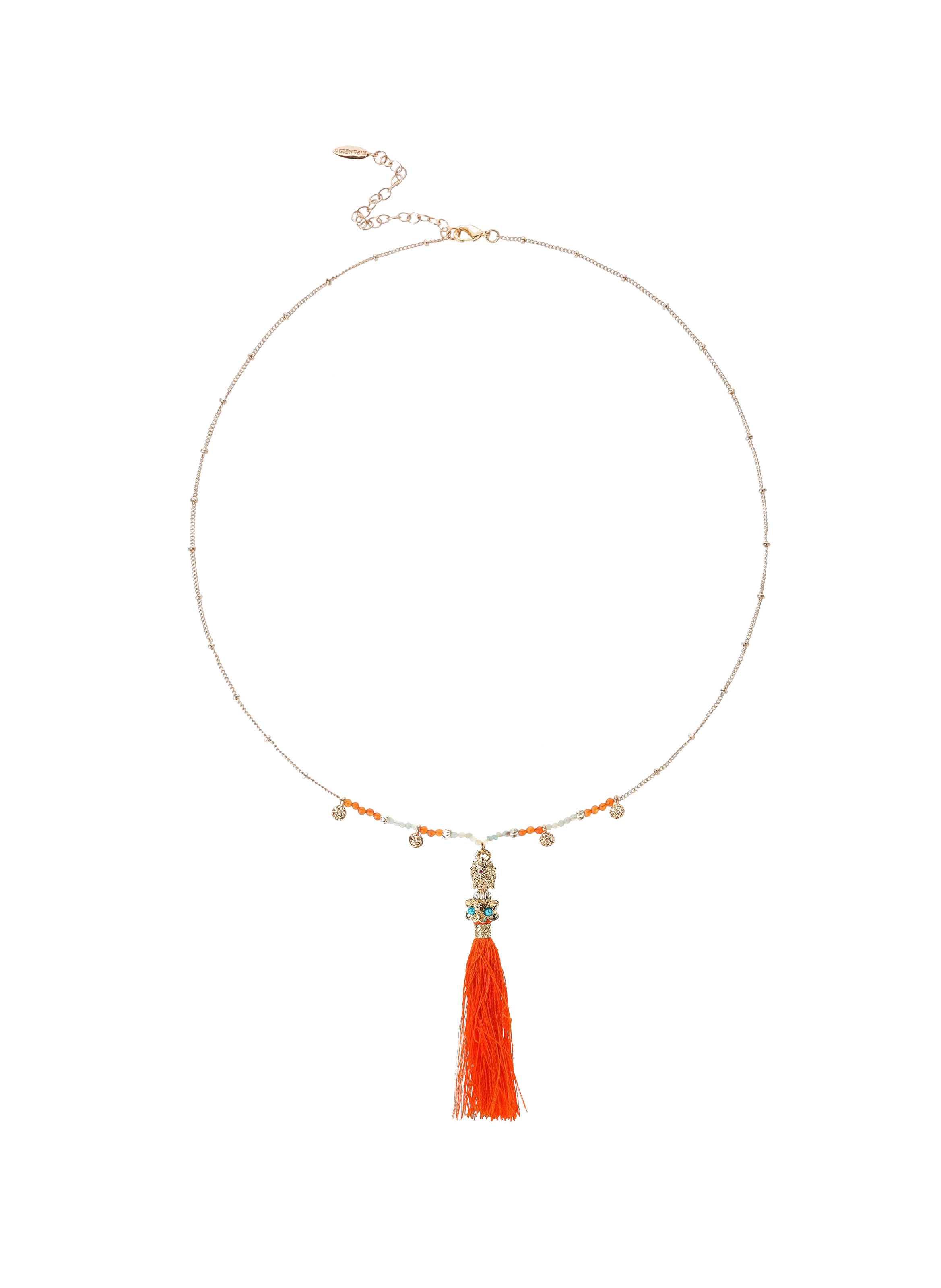 Collier chaîne avec perles et pompon nollie HIPANEMA Orange