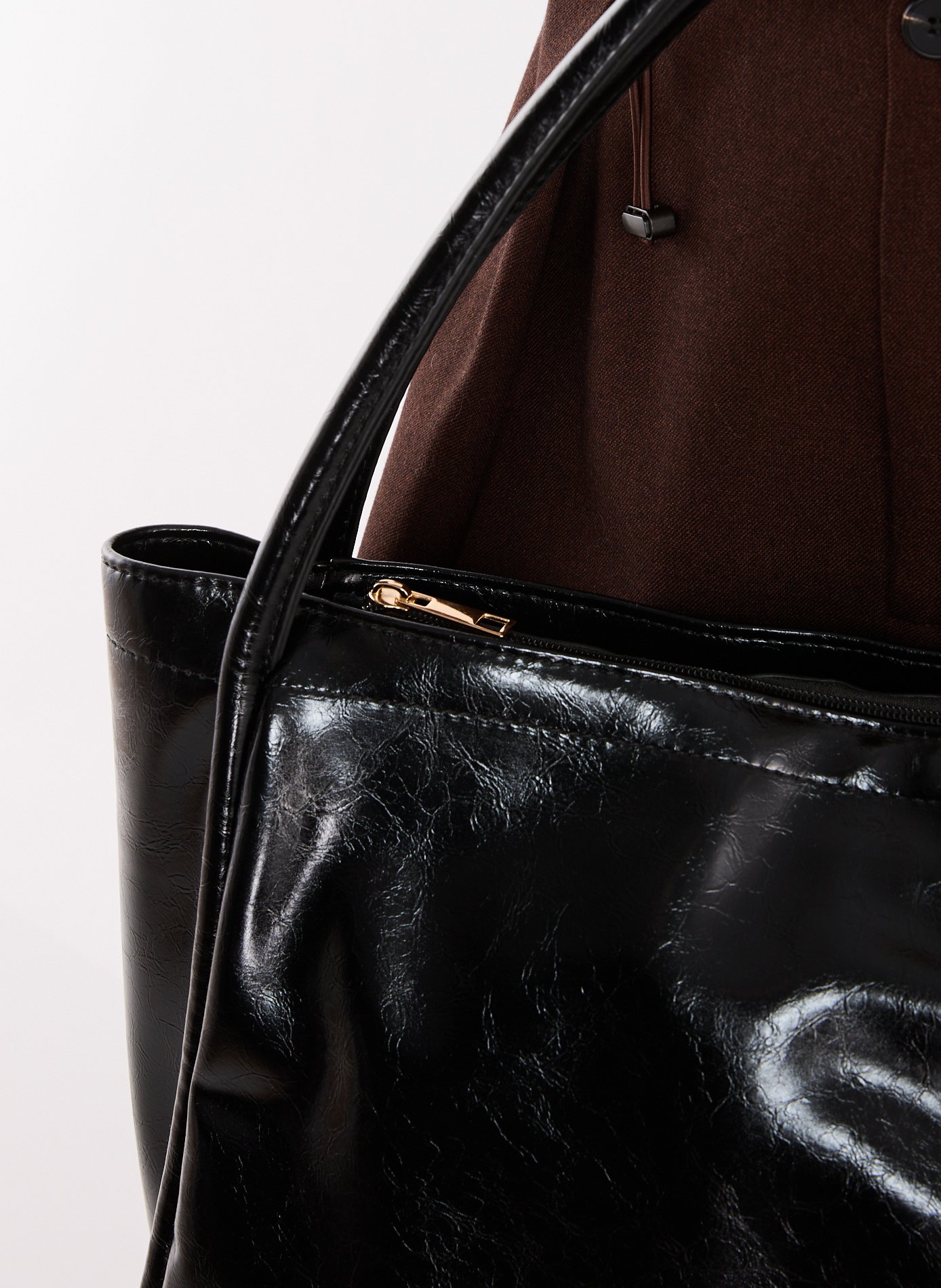 Sac cabas craquelé AU PRINTEMPS PARIS Noir