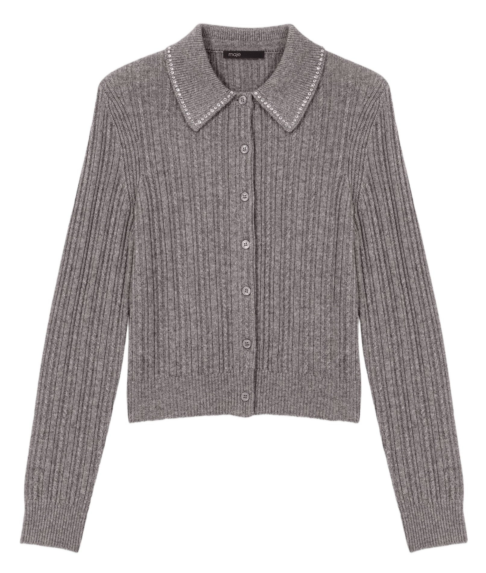 Gilet col classique en laine Gris