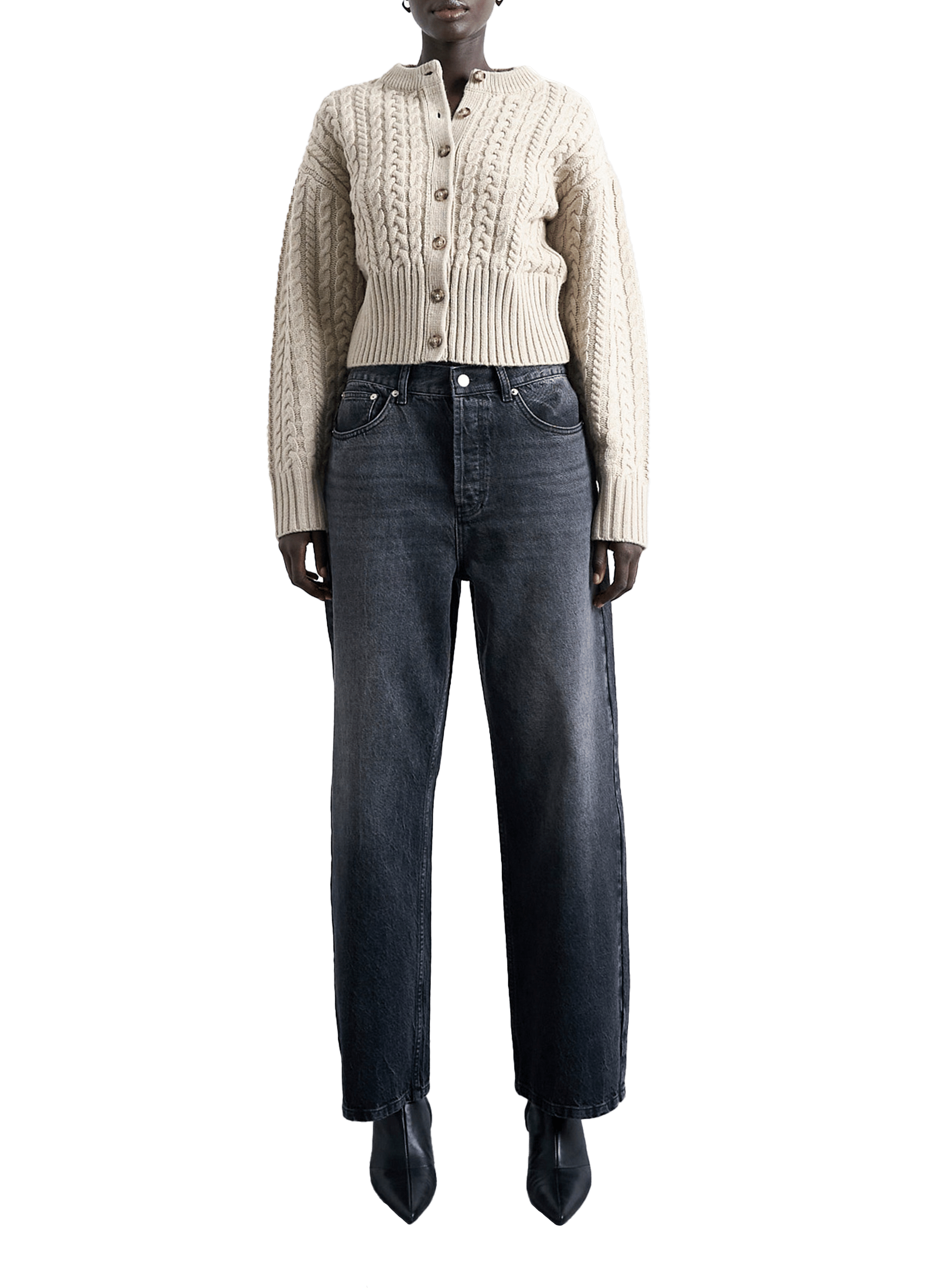 Gilet en maille torsadée TOPSHOP Blanc