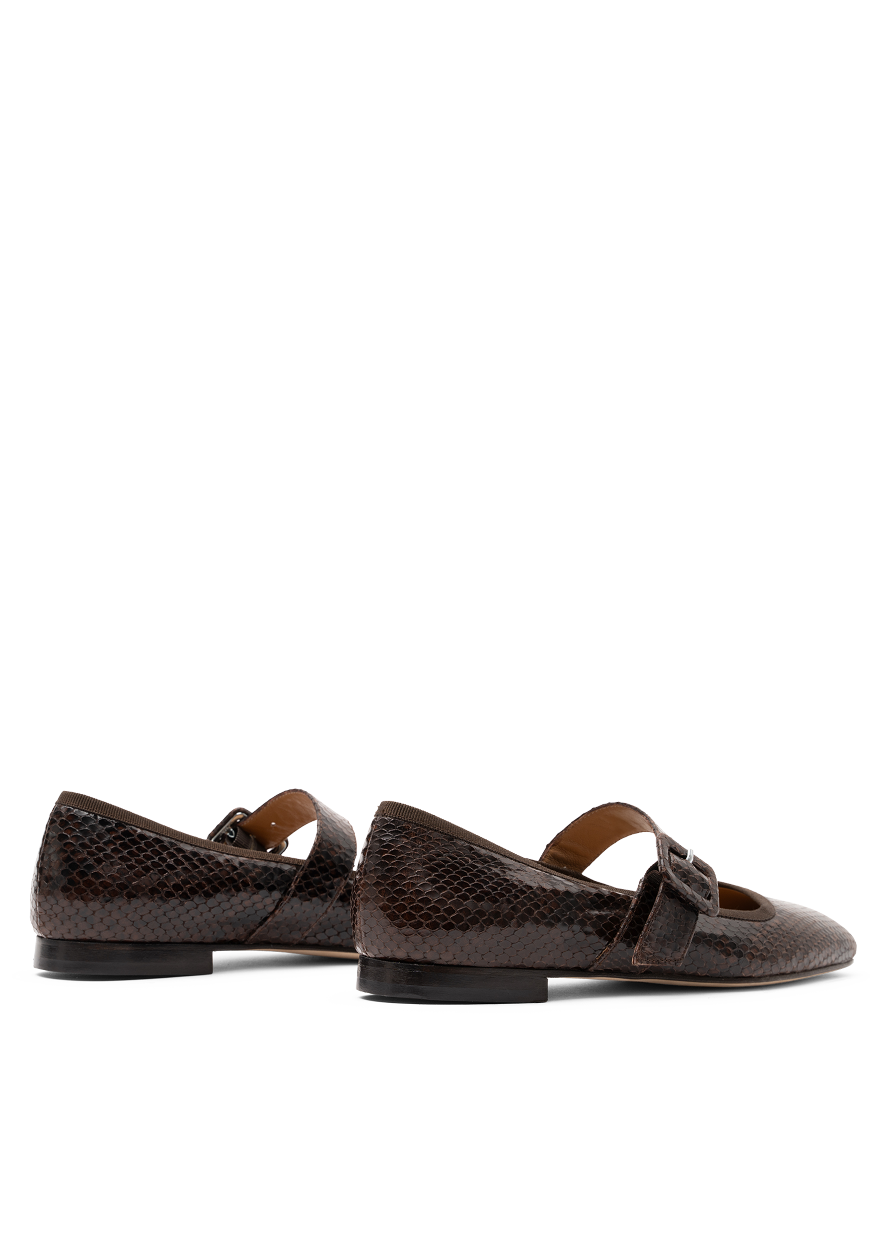 Ballerines moki en python PARALLELE Marron