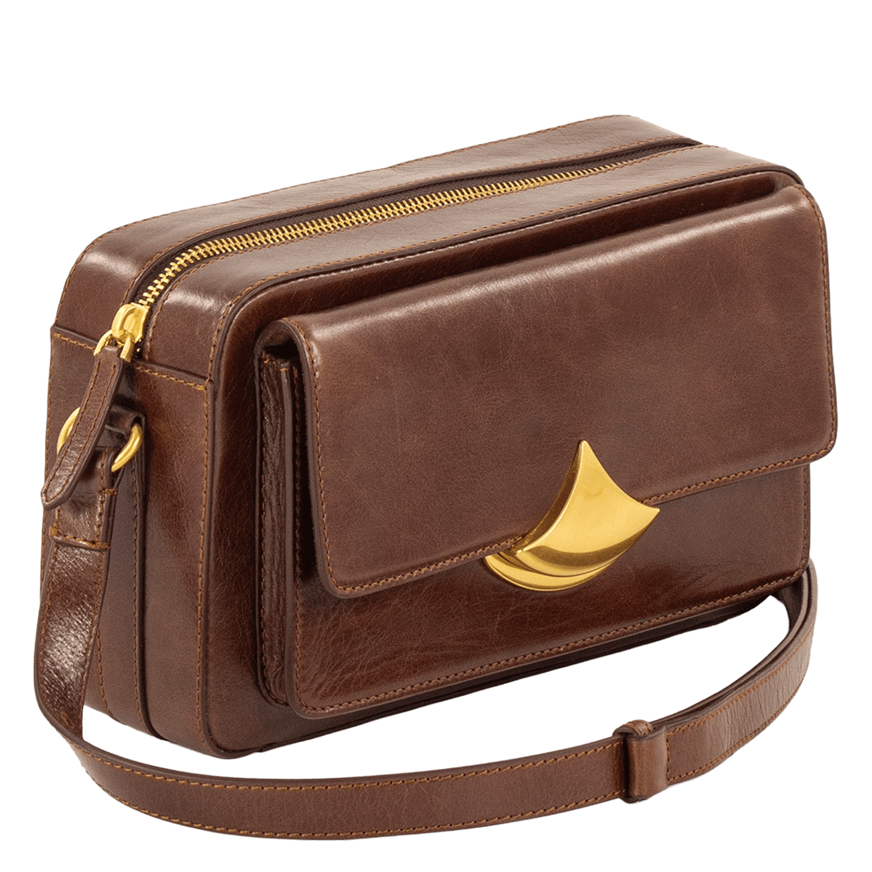 Sac caméra zippé en cuir divicam SESSUN Marron