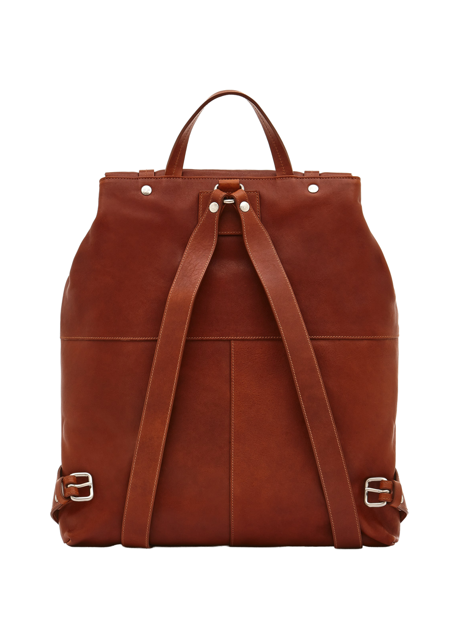 Sac à dos en cuir de vachette IL BISONTE Marron
