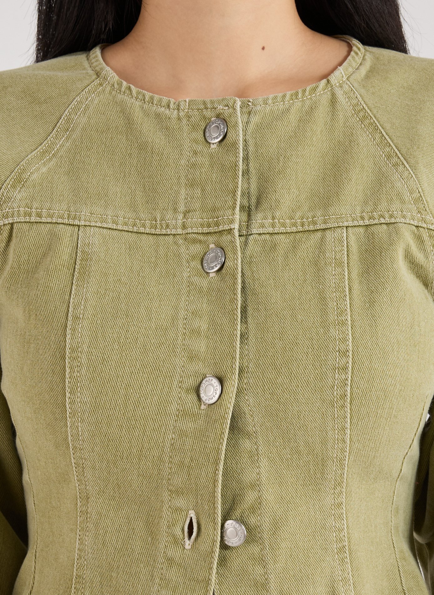 Top avec boutons en coton TOPSHOP Vert
