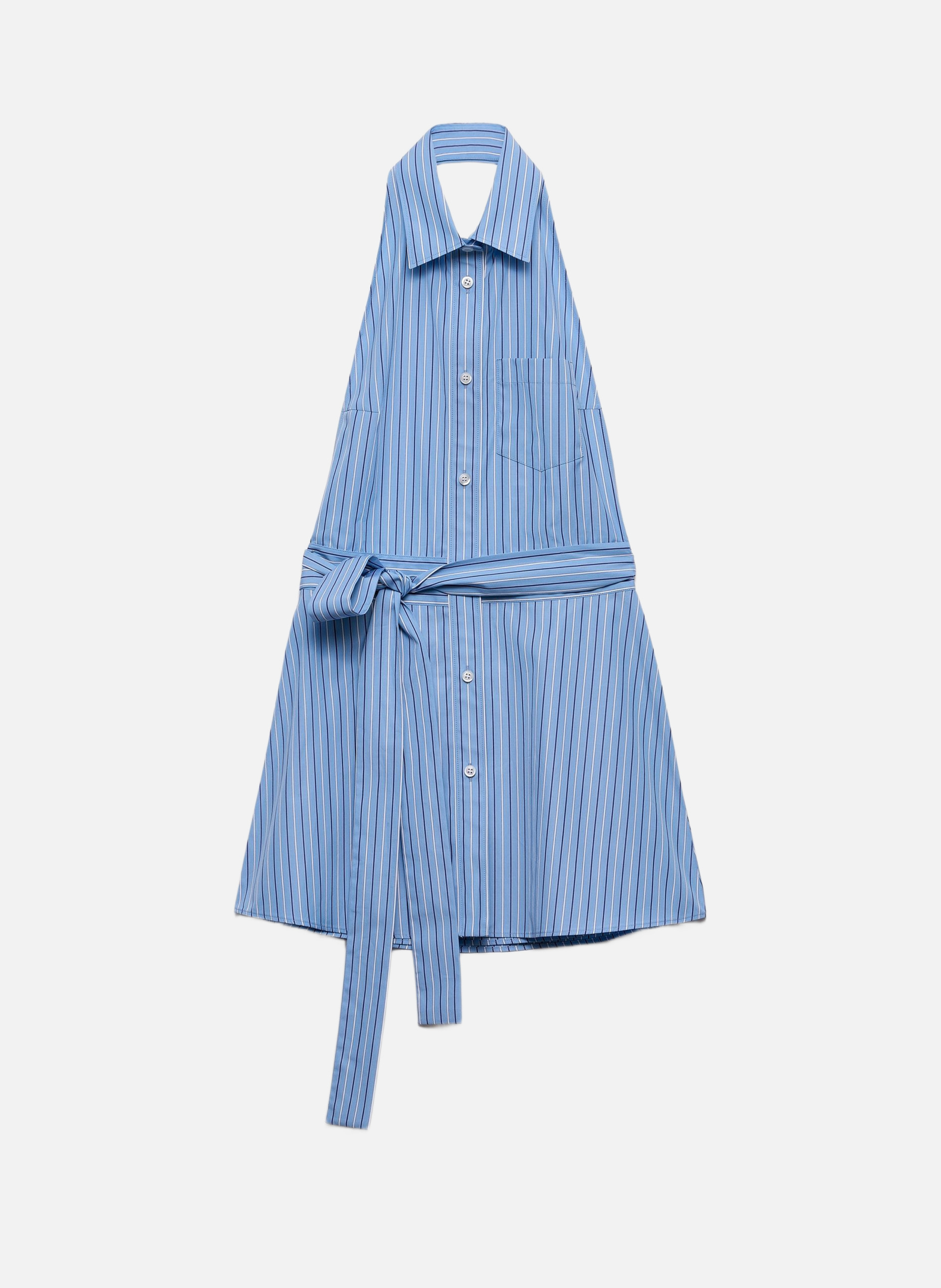 Chemise sans manches rayée en popeline PRADA Bleu