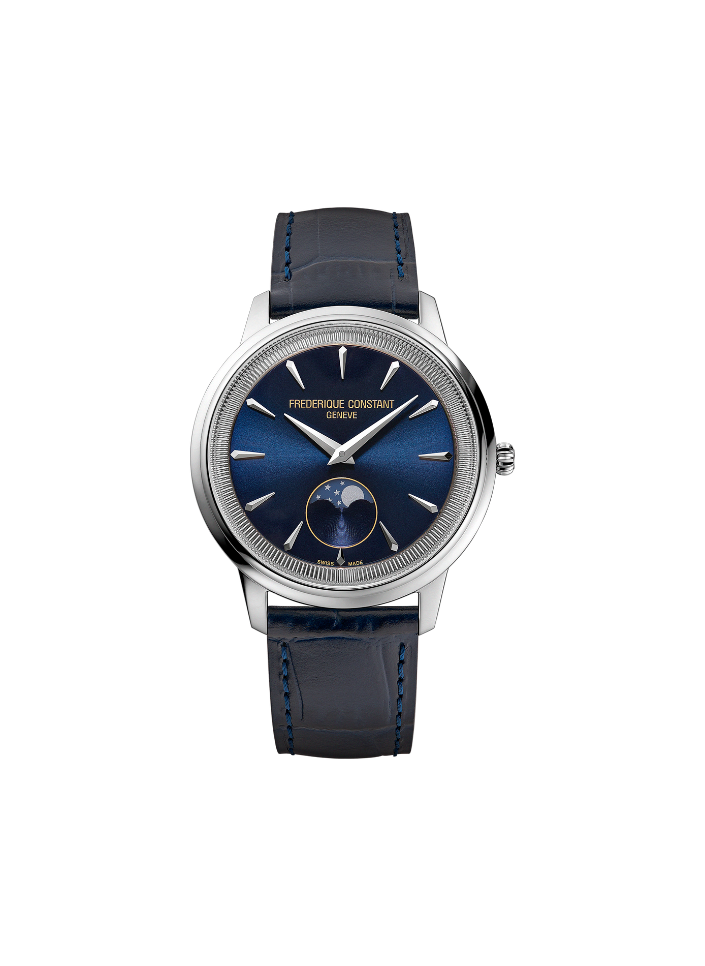 Montre quartz Moneta Moonphase bracelet cuir FREDERIQUE CONSTANT Noir