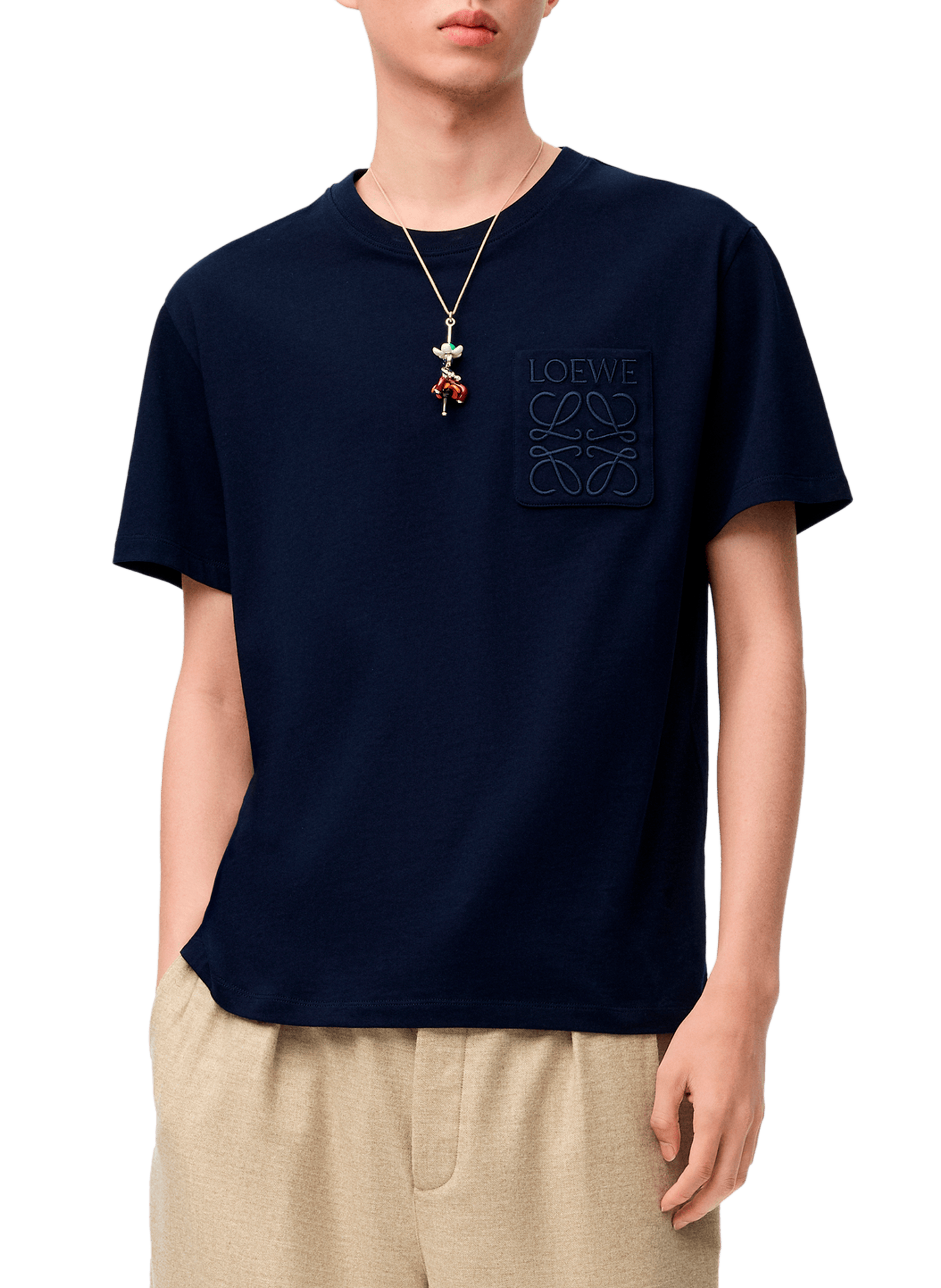 LOEWE Casual T-shirt with blended cotton logo Blue