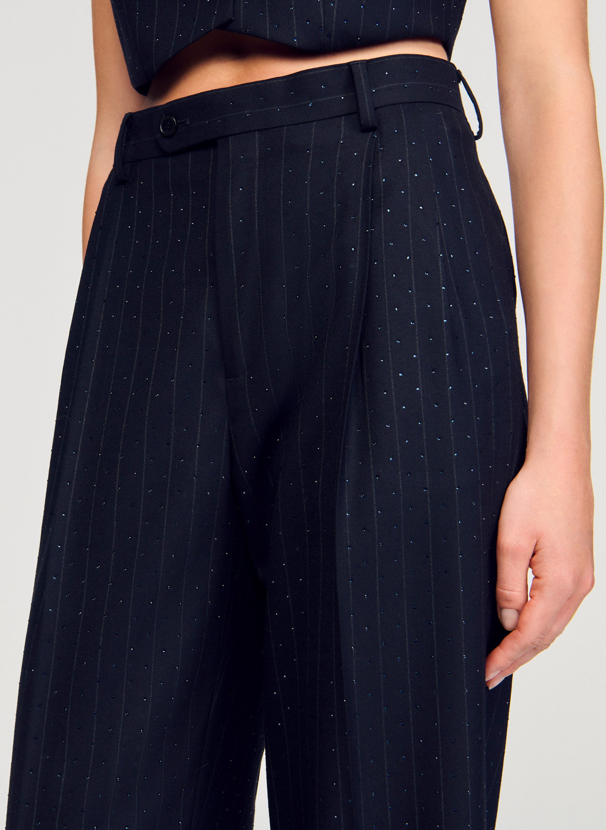 Pantalon droit en laine mélangée SANDRO Bleu