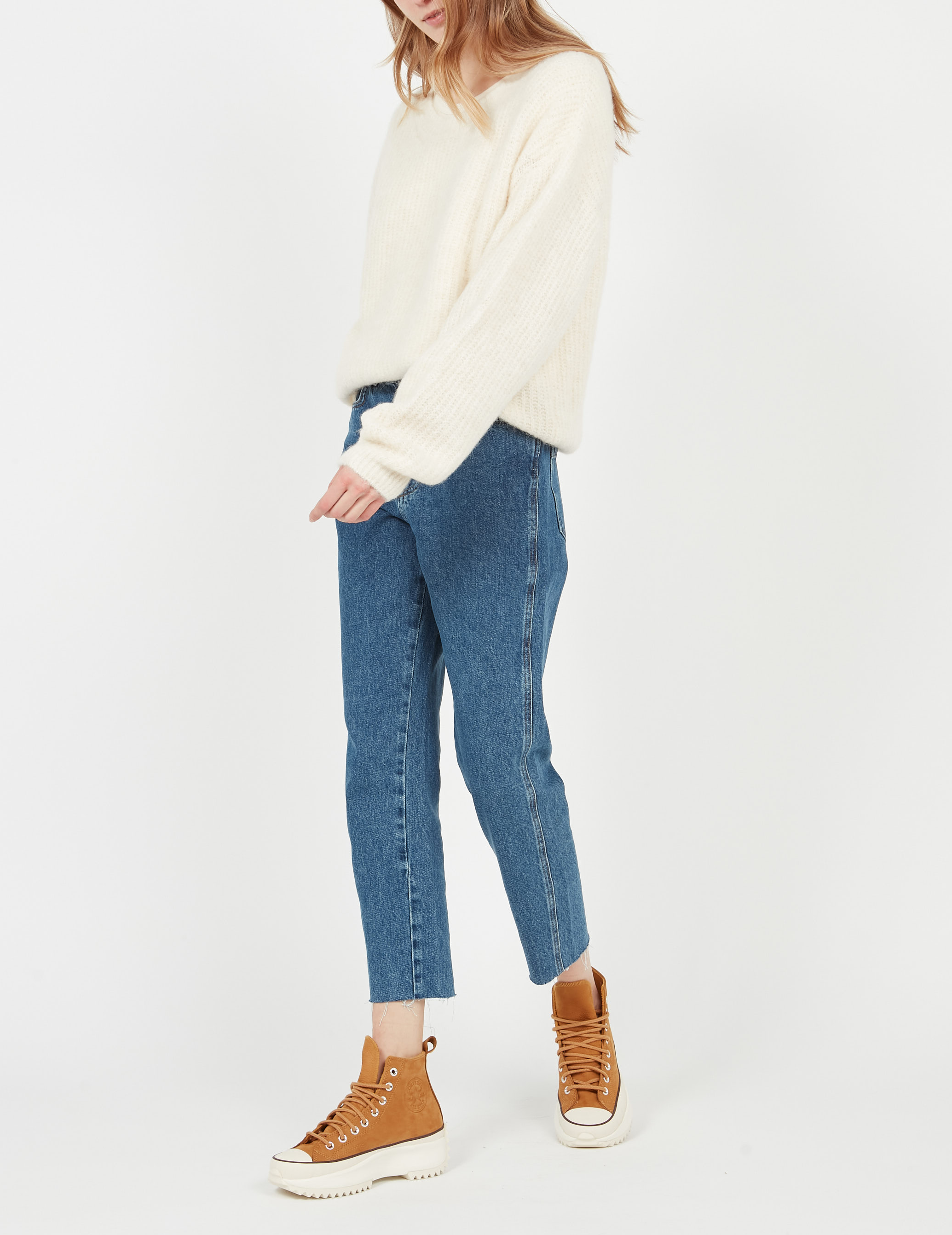 Pull droit à maille duveteuse en laine mélangée east AMERICAN VINTAGE Beige