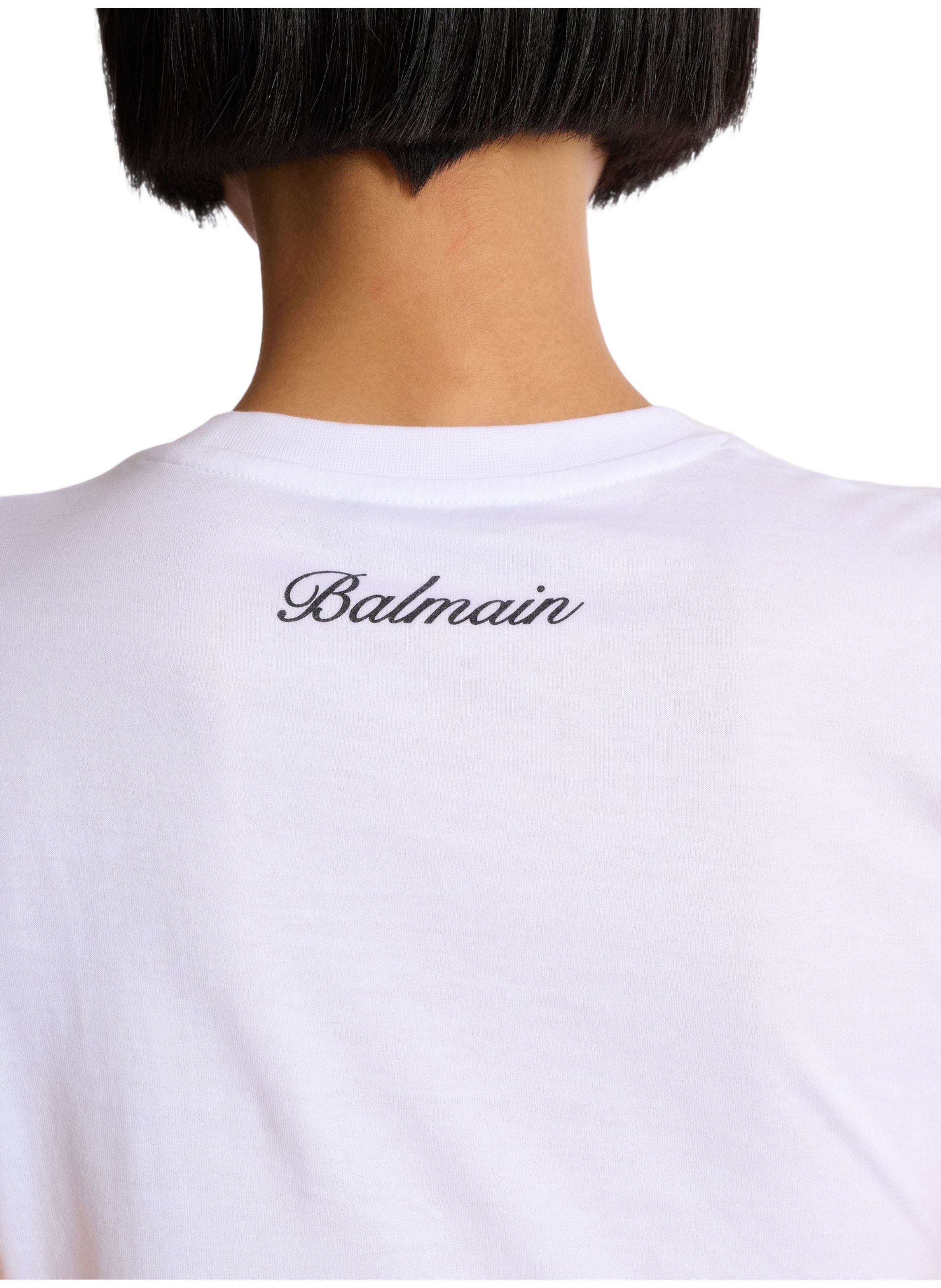 T-shirt drapé avec boutons BALMAIN Blanc