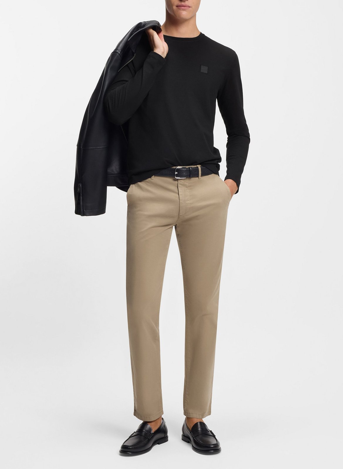 Tee-shirt droit col rond en coton BOSS Noir