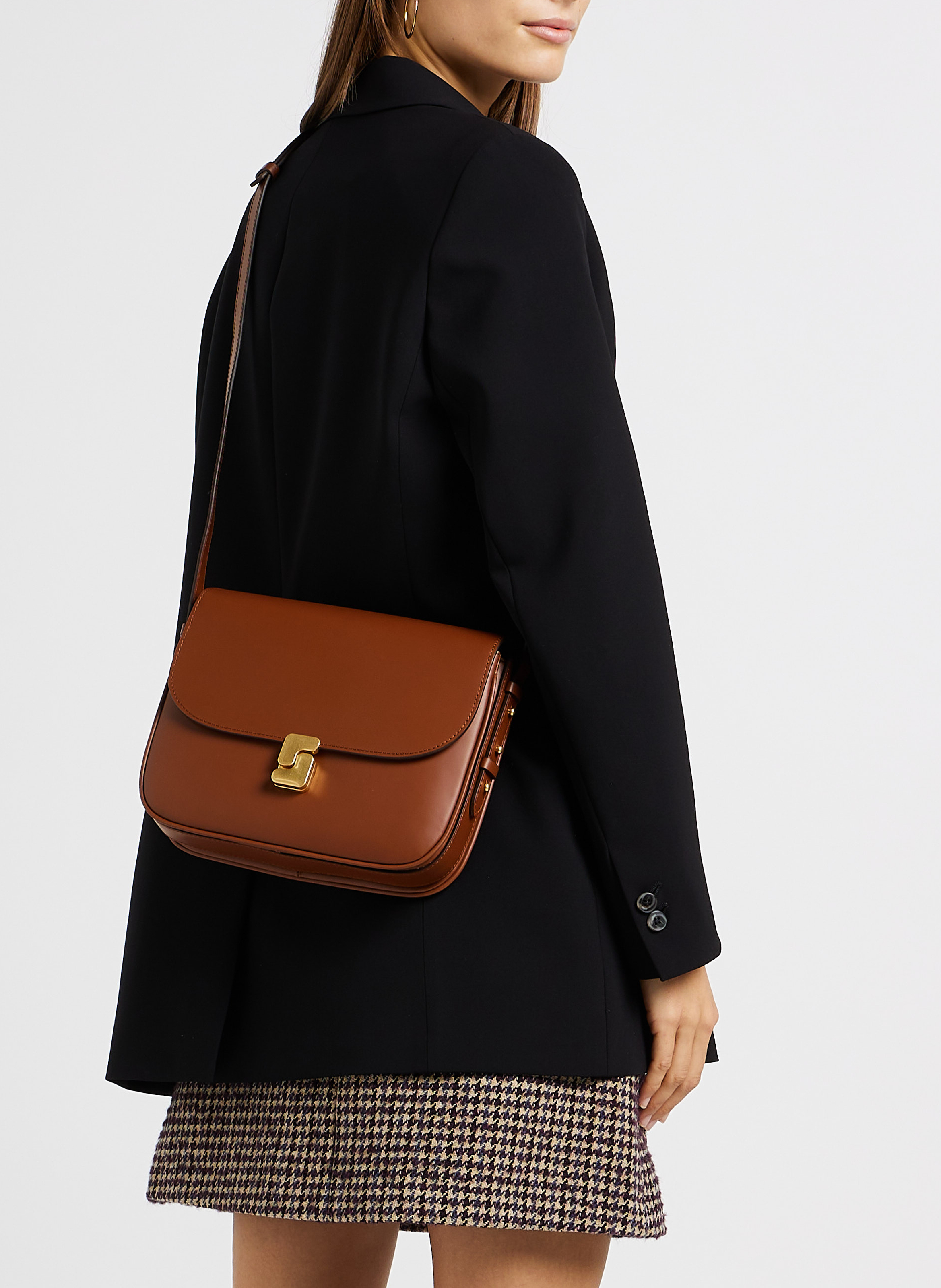 Sac bandoulière en cuir glacé bellissima maxi SOEUR Marron