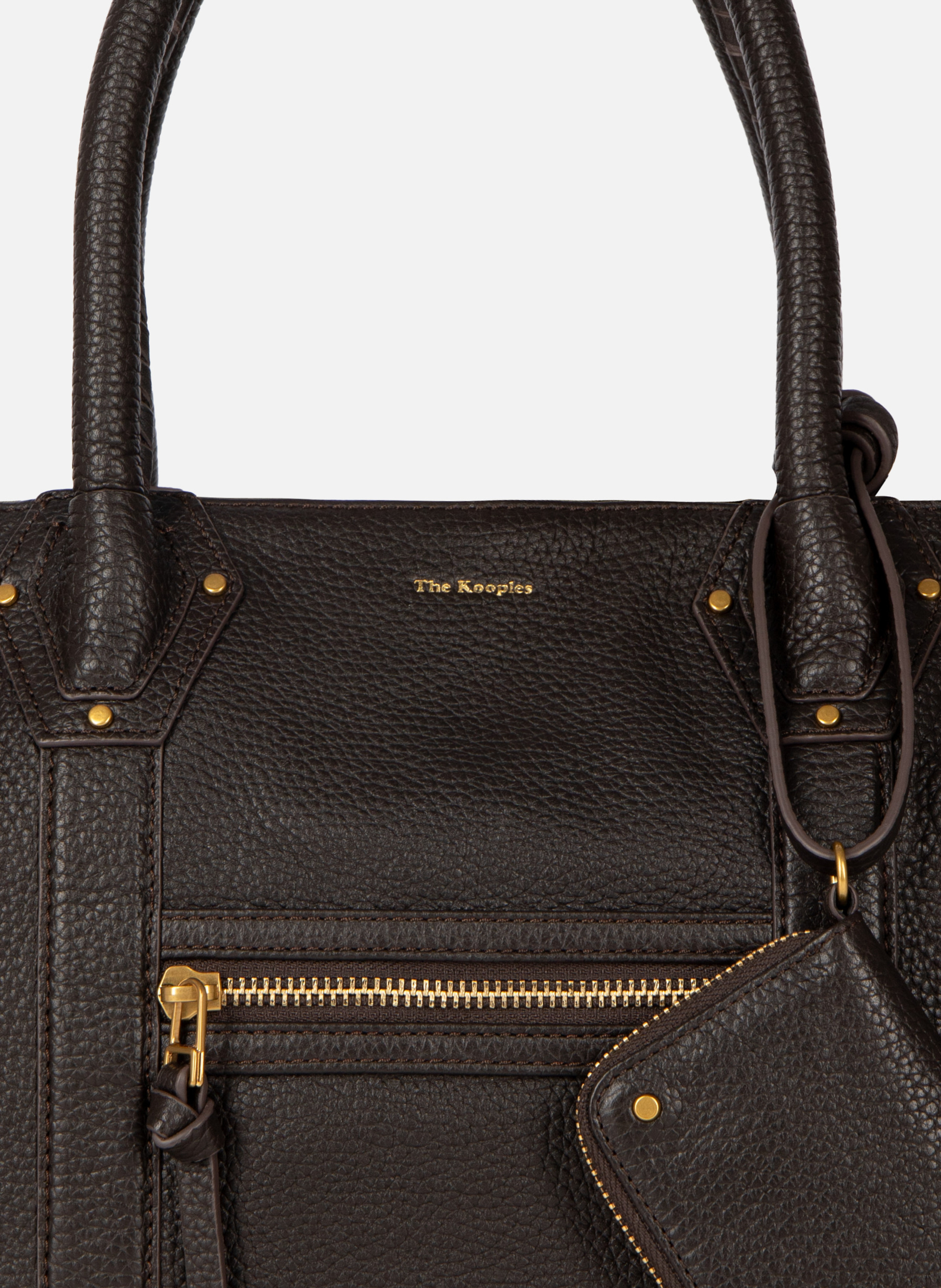 Sac cabas froncé en cuir grainé THE KOOPLES Marron