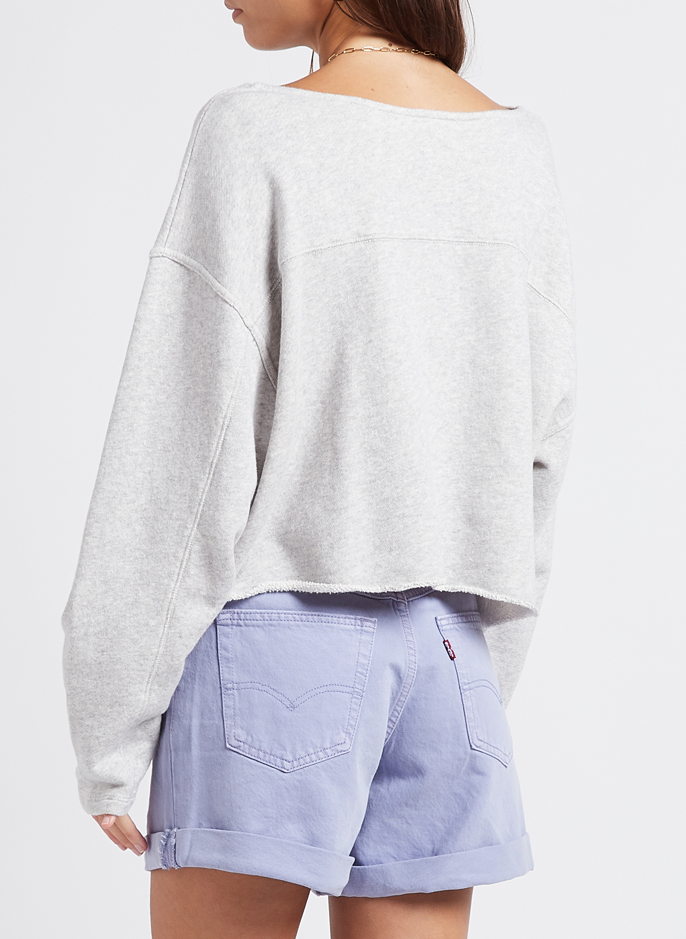 Sweat col bateau en coton bio kodytown AMERICAN VINTAGE Gris