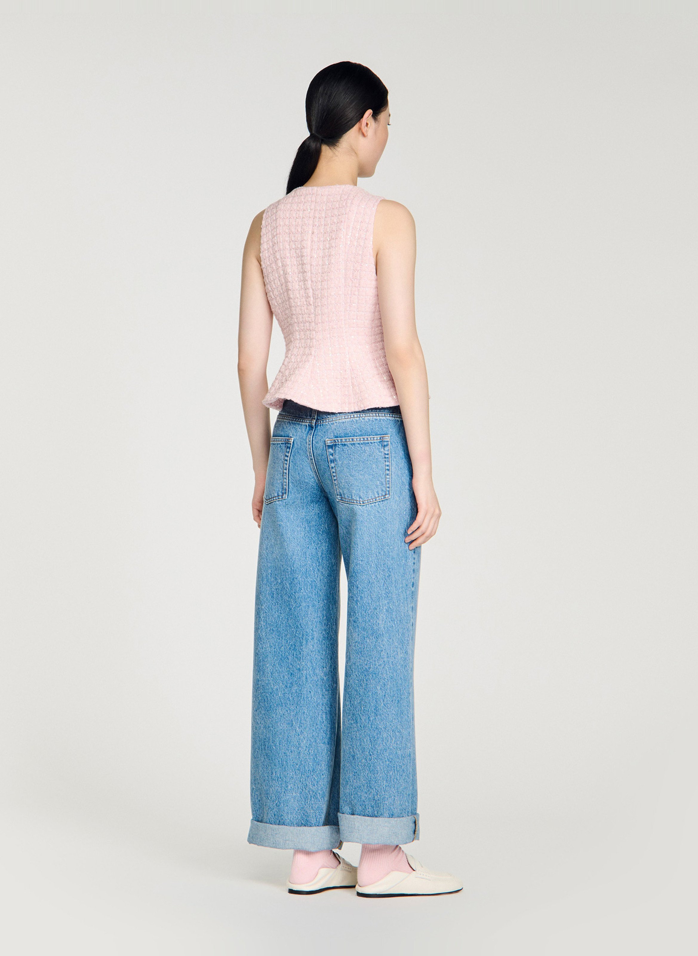 Top péplum en tweed SANDRO Rose