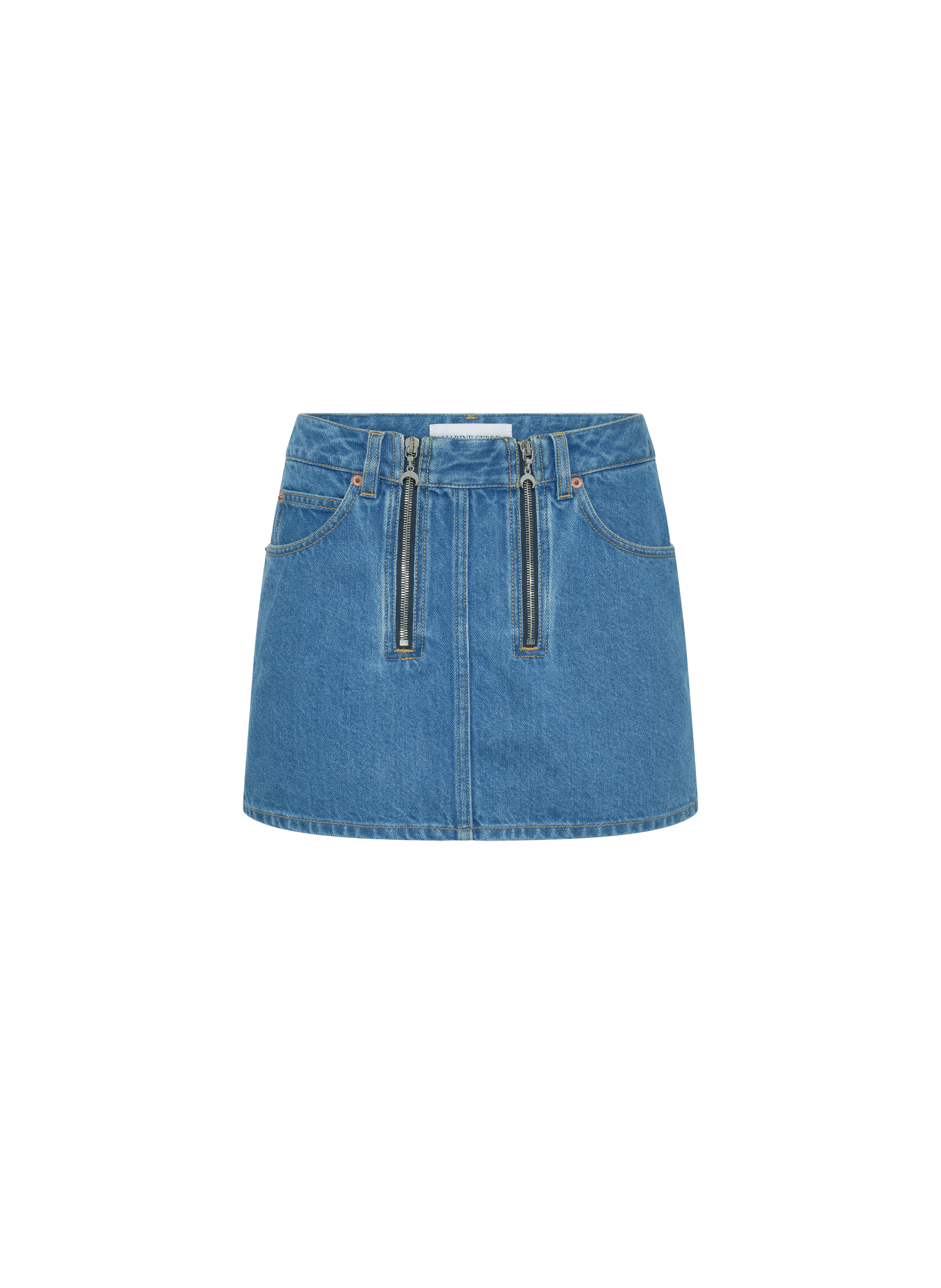 Mini-jupe zippée en jean bleu clair en coton biologique MARINE SERRE Bleu