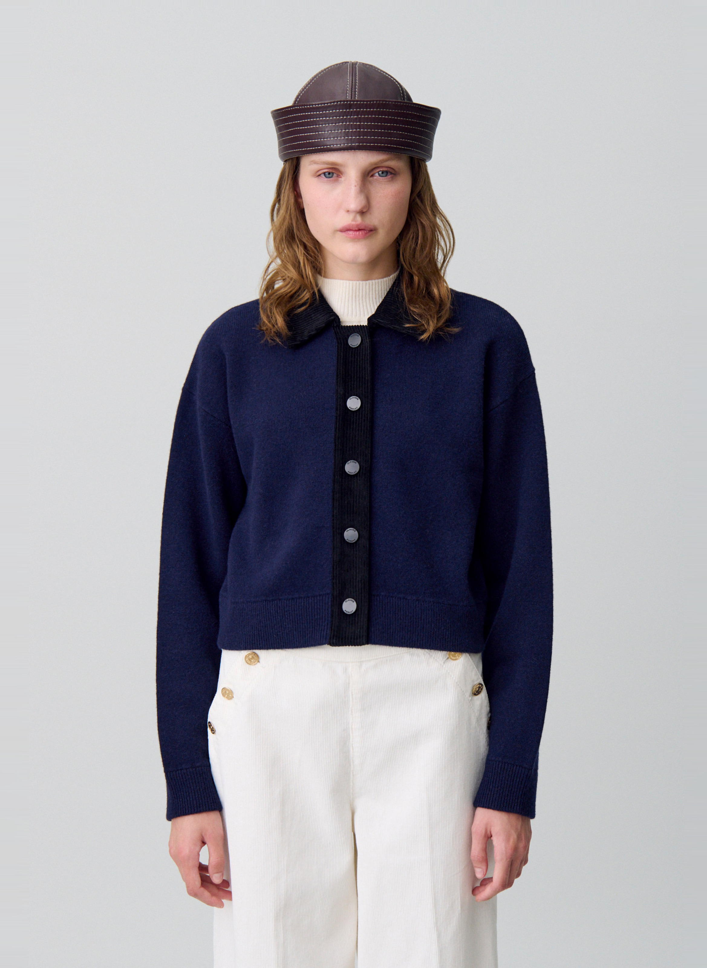 Cardigan court boutonné en laine mamamia CLAUDIE PIERLOT Multicolore