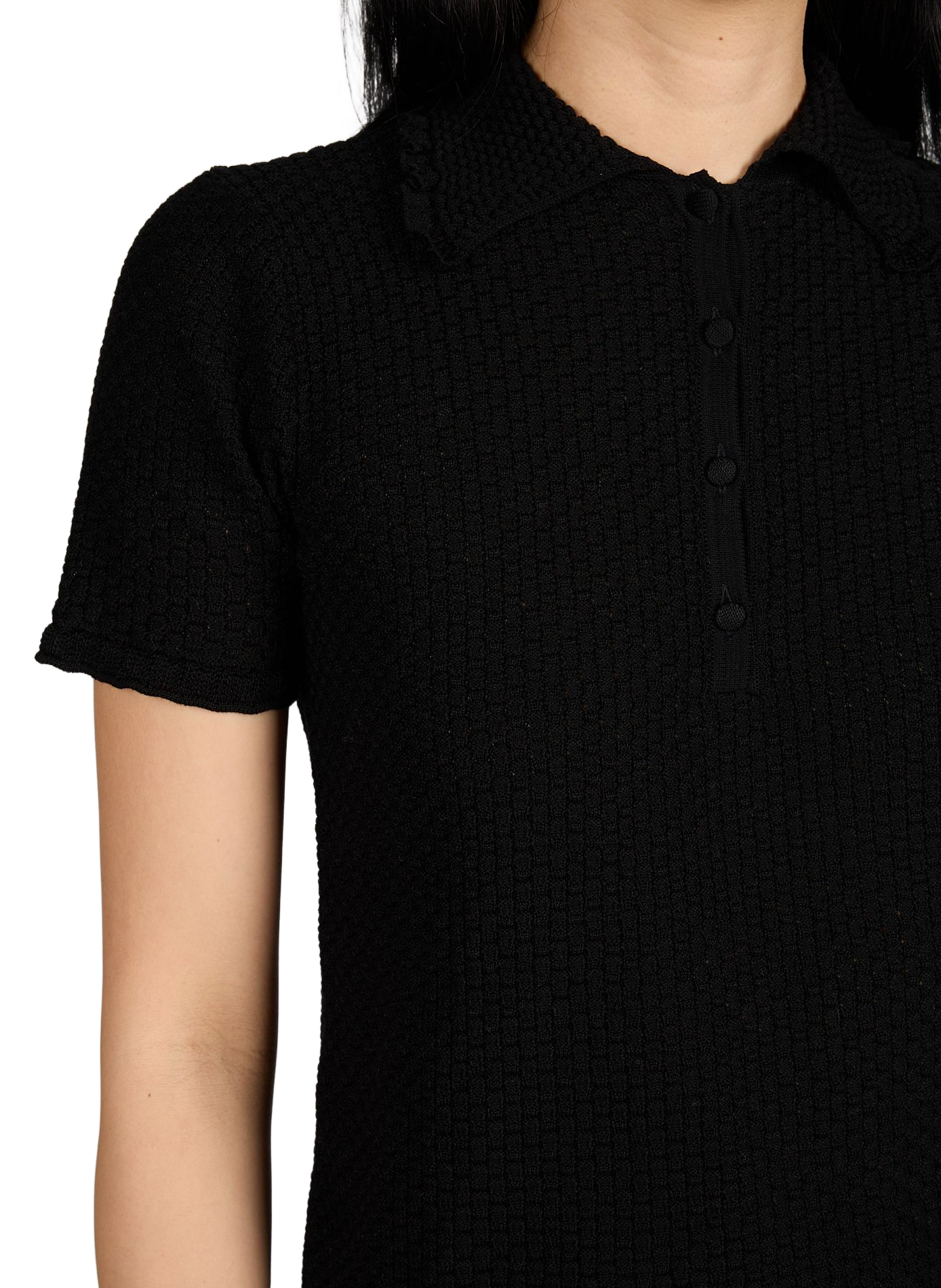 Textured cotton top MOLLI Black
