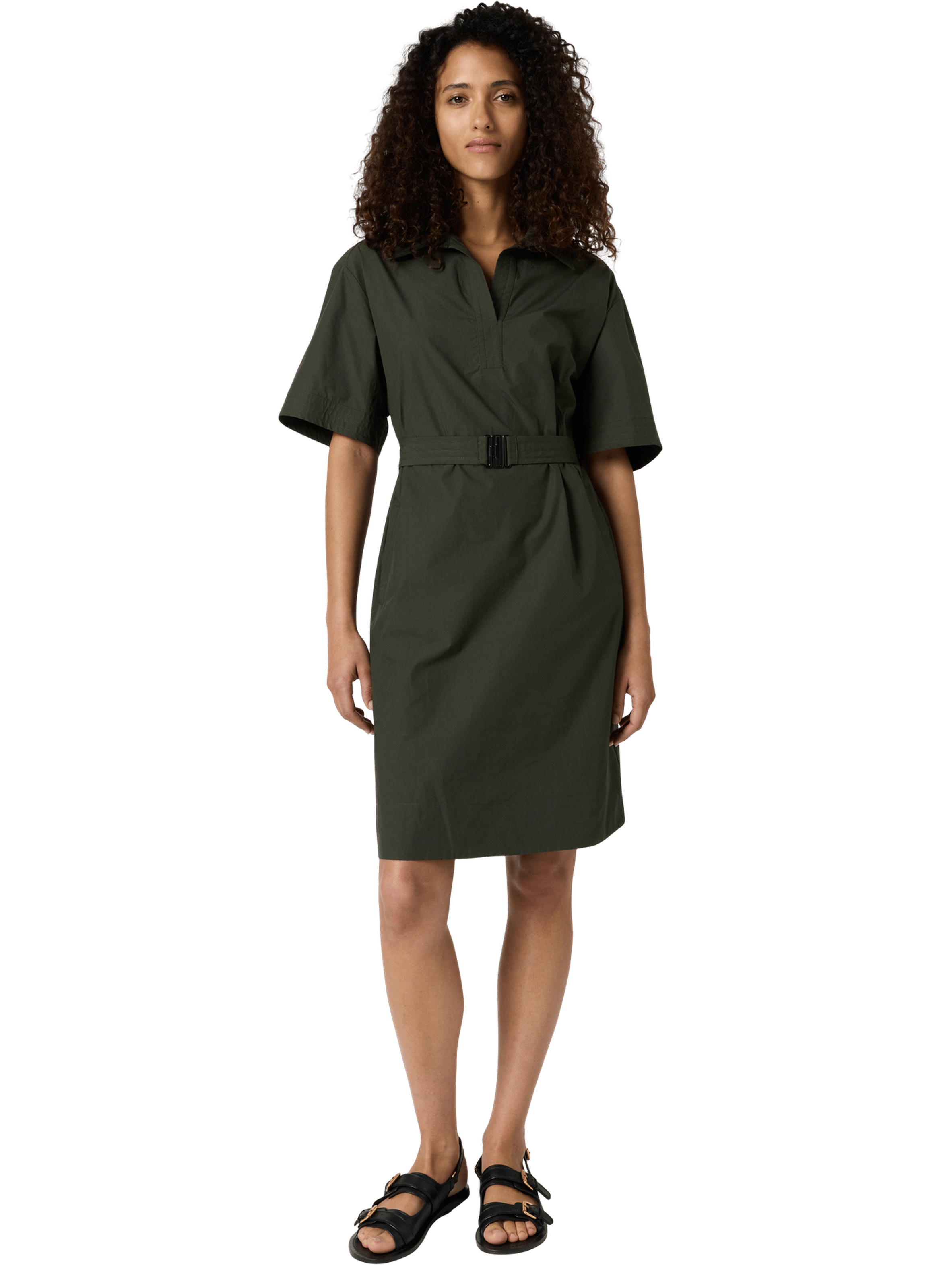 Robe à col chemise en coton - rizlene GERARD DAREL Vert