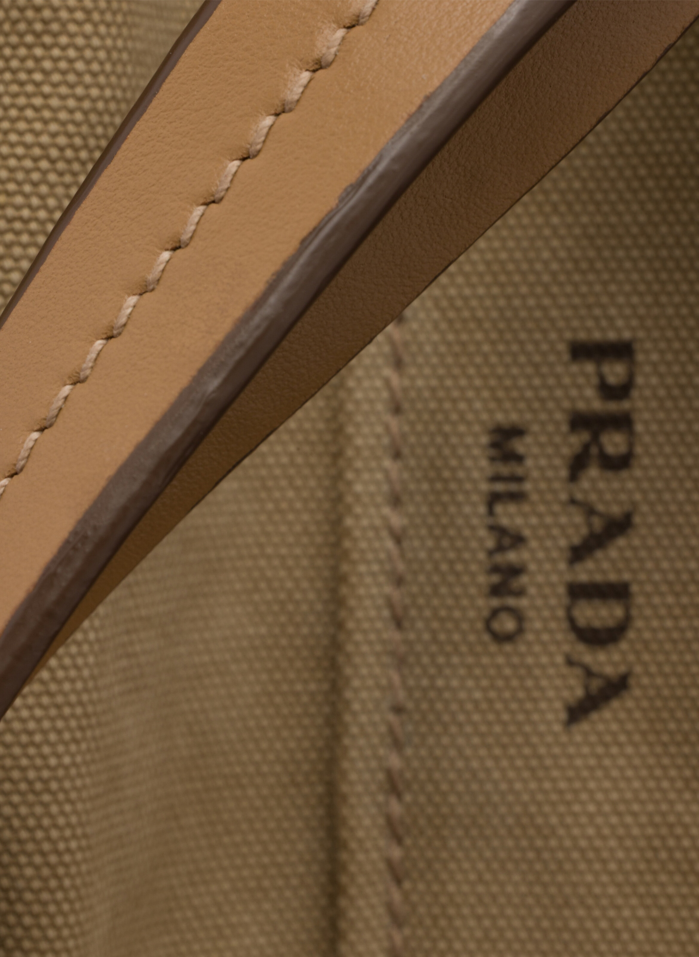 Cabas prada route en toile et cuir PRADA Beige