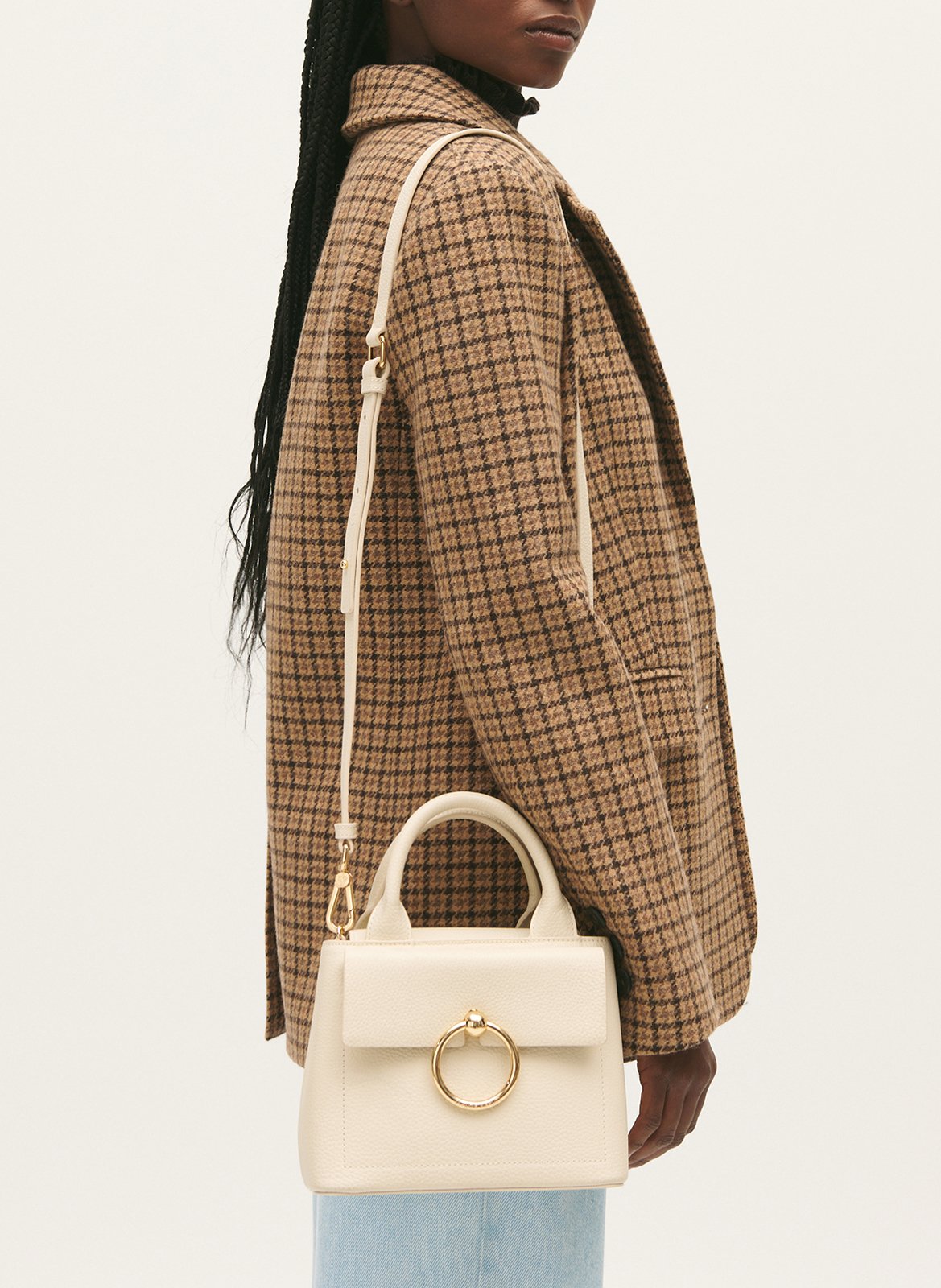 Mini sac à main en cuir lisse CLAUDIE PIERLOT Beige