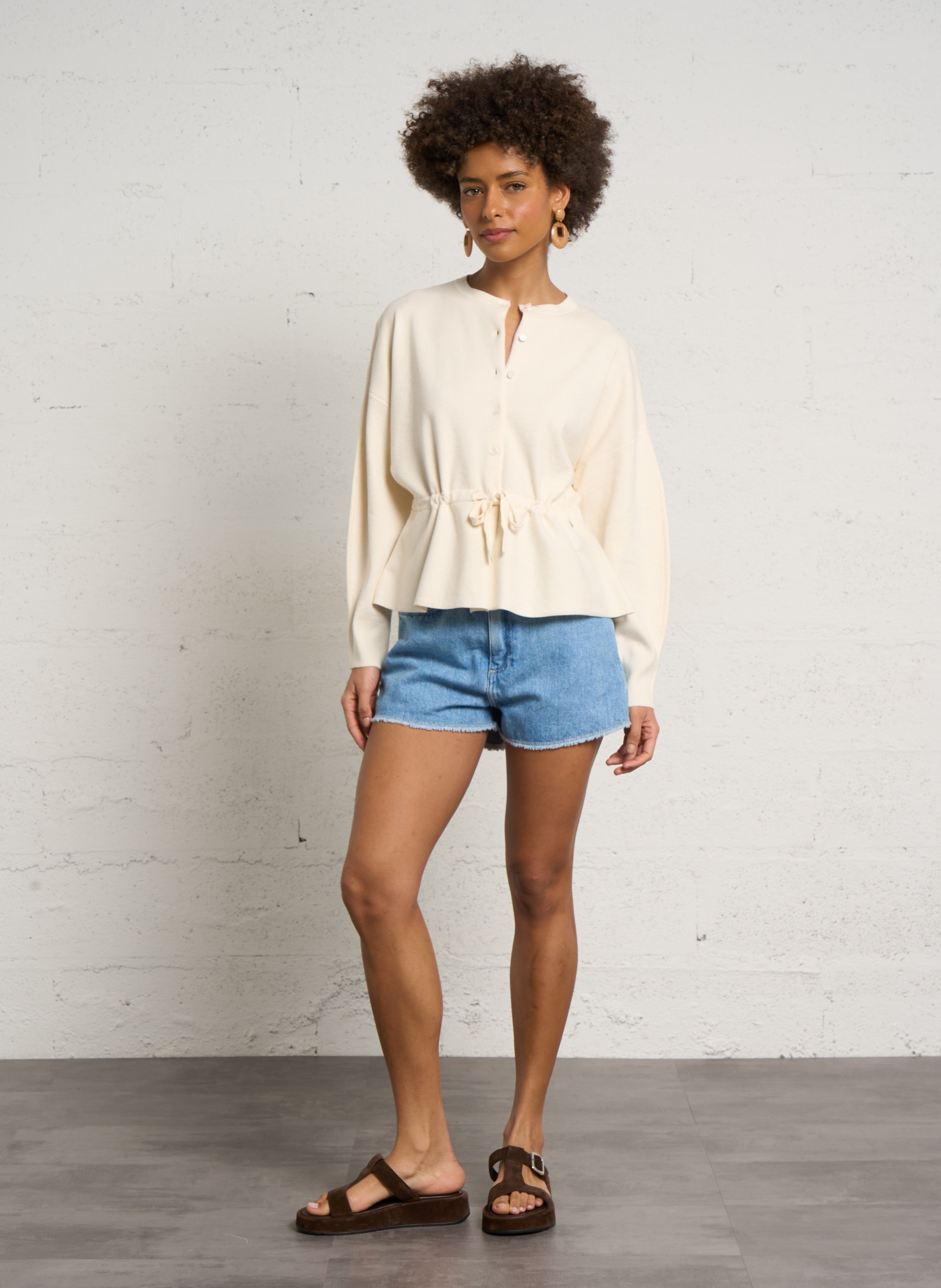 Short droit en coton et coton recyclé joybird-b AMERICAN VINTAGE Bleu