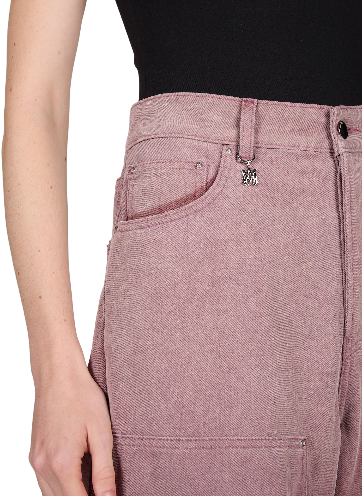 Jean dégradé à empiècement en coton  AMIRI Rouge