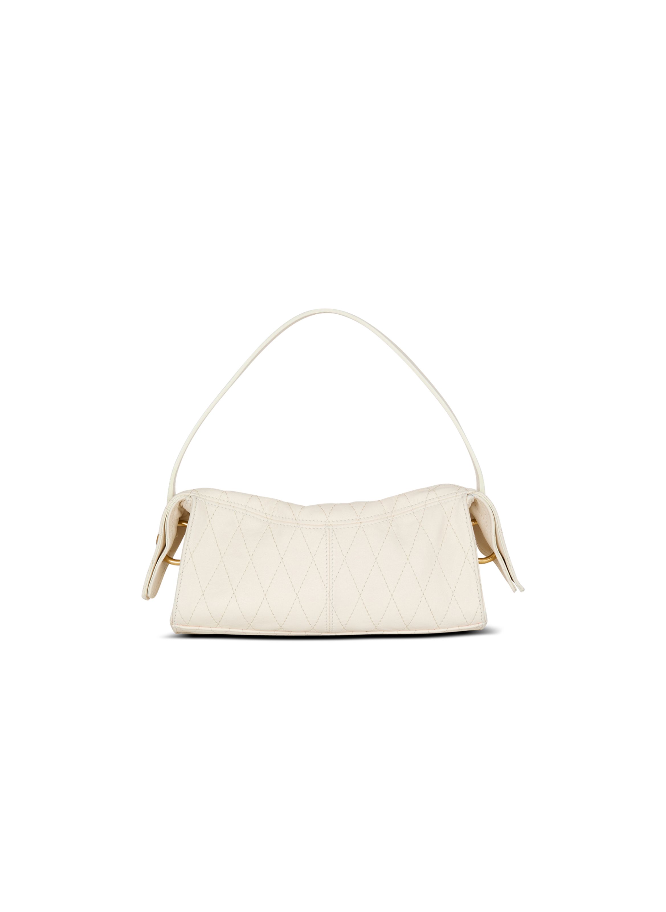 Sac pulse small en cuir lisse surpiqué BALMAIN Blanc