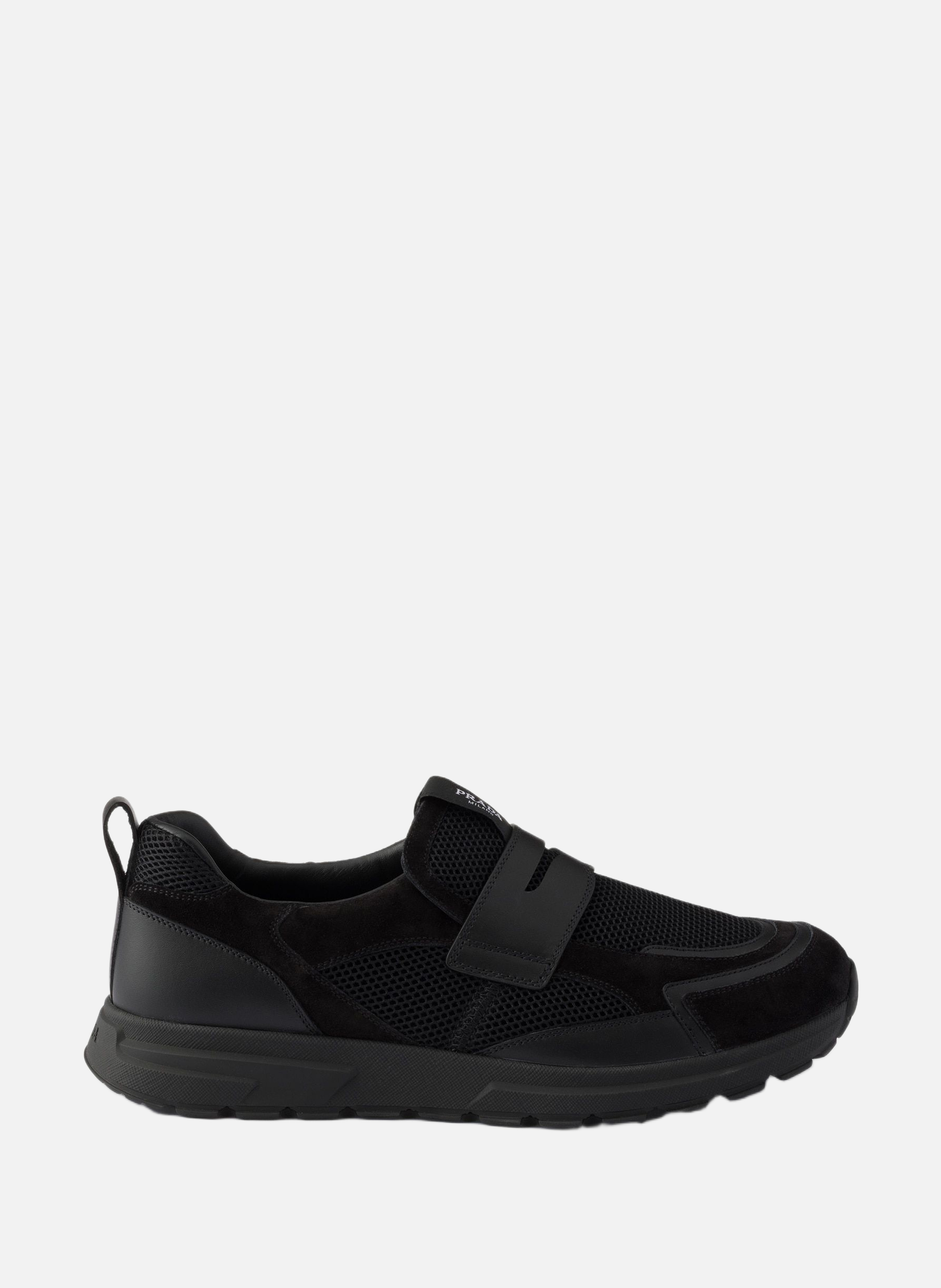 Mocassins prax en cuir et mesh PRADA Noir