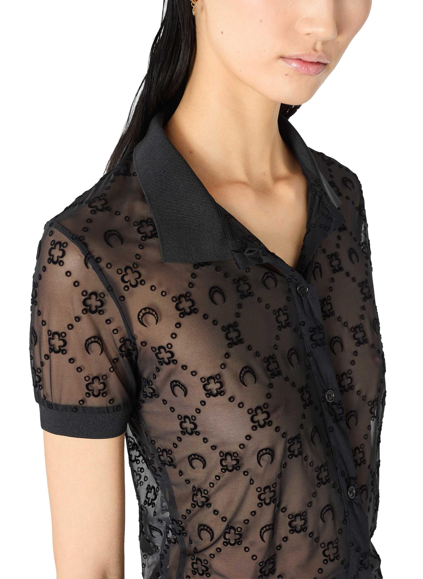 Polo moonogram en maille floquée MARINE SERRE Noir