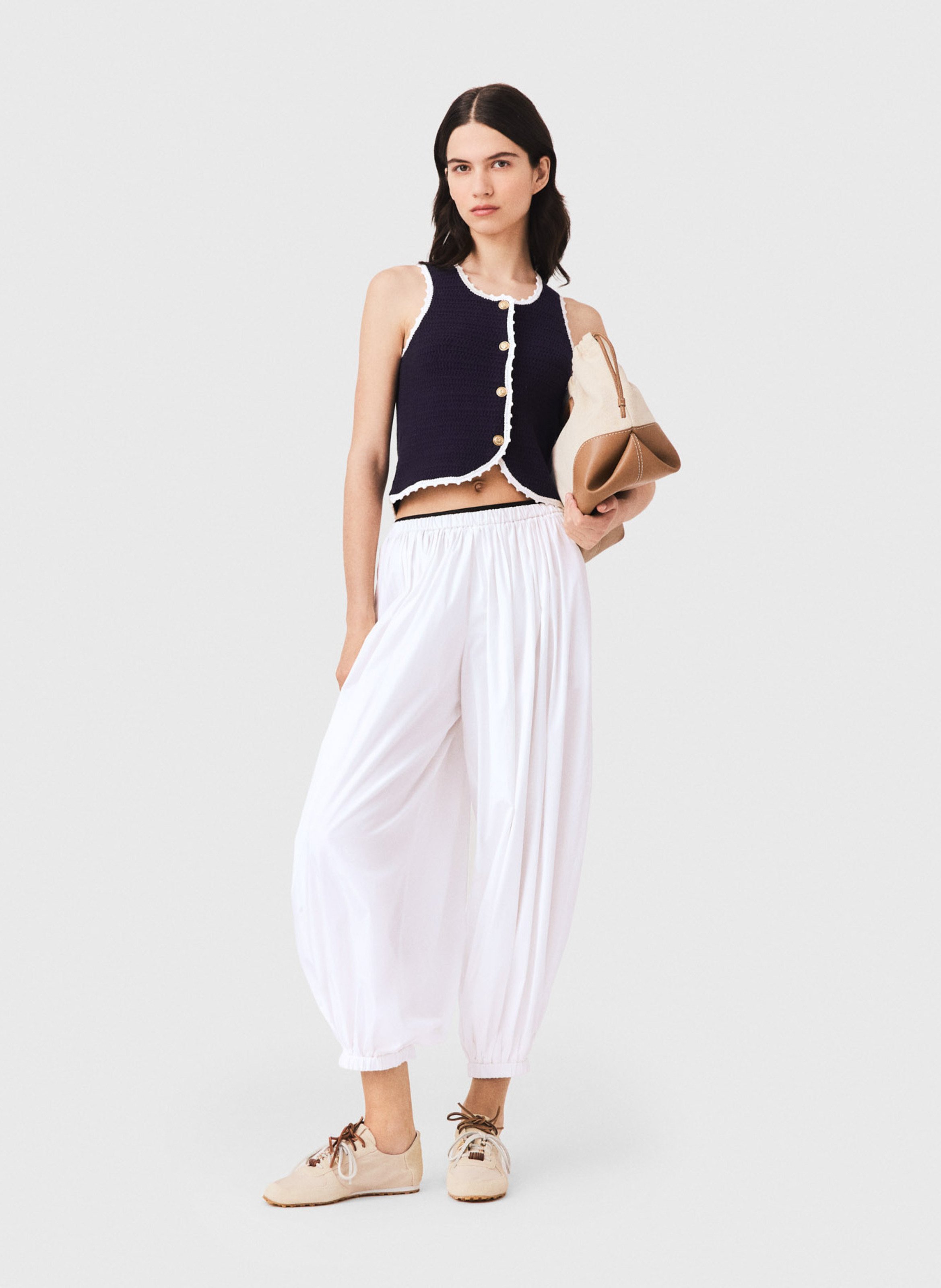 Top ajustée en maille MAJE Bleu