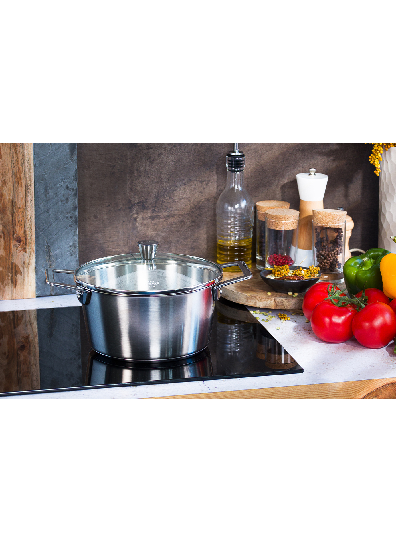 Faitout avec couvercle 1826 en inox CRISTEL Gris