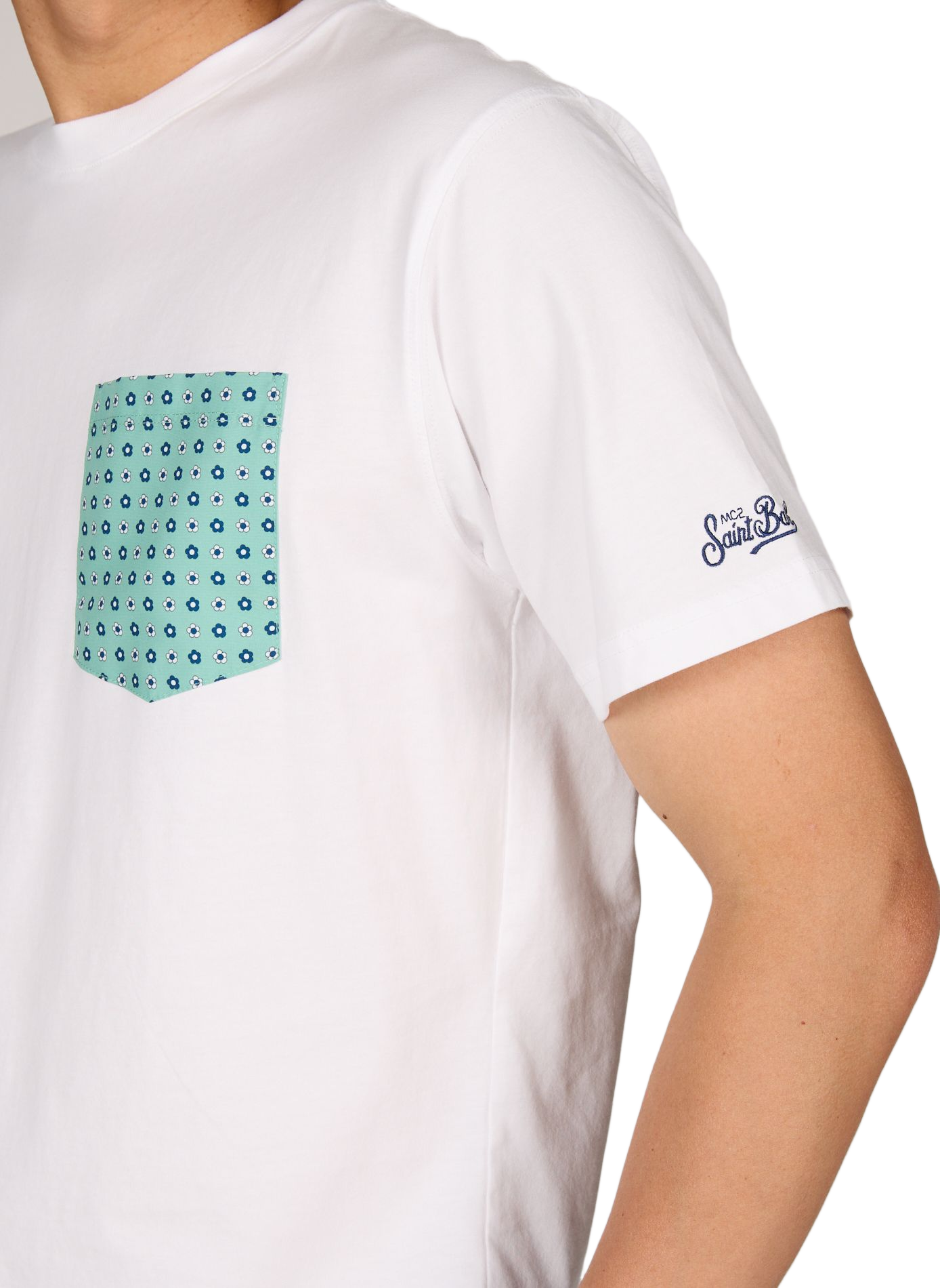 T-shirt Blanche droit uni en coton MC2 SAINT BARTH Blanc