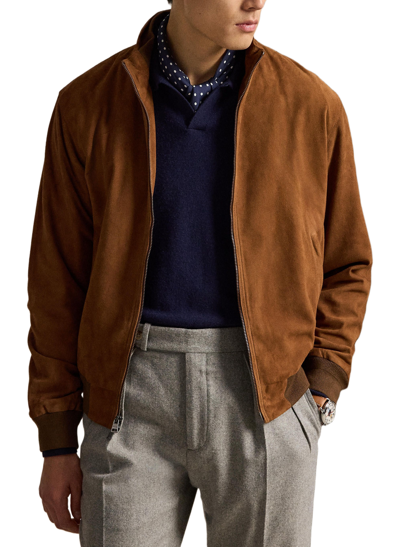 Veste col montant en cuir POLO RALPH LAUREN Beige