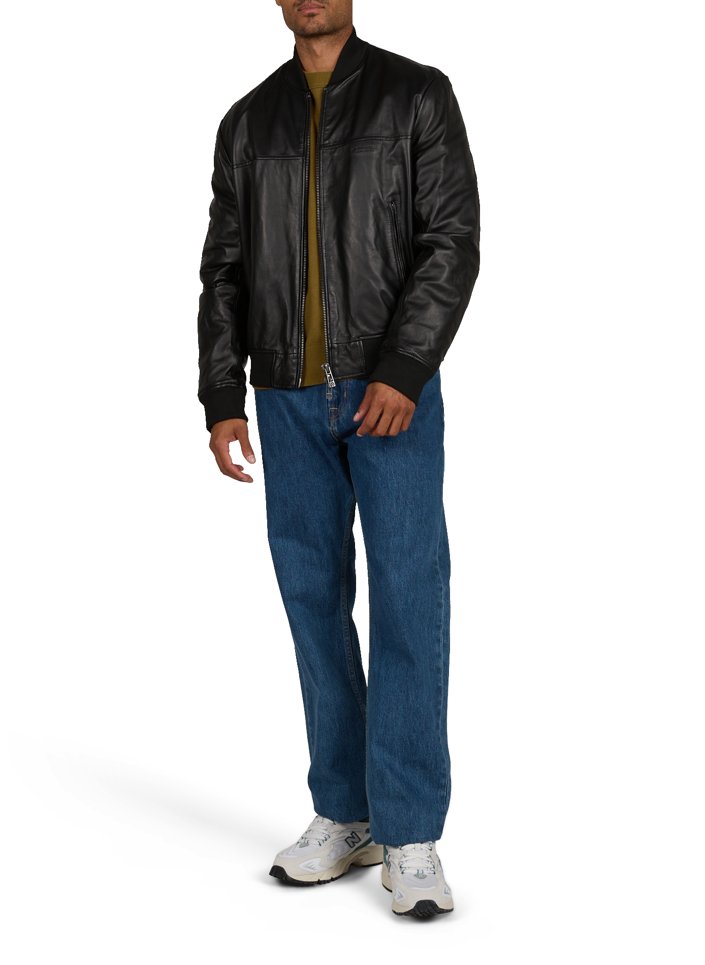 Blouson court en cuir ARMANI EXCHANGE Noir