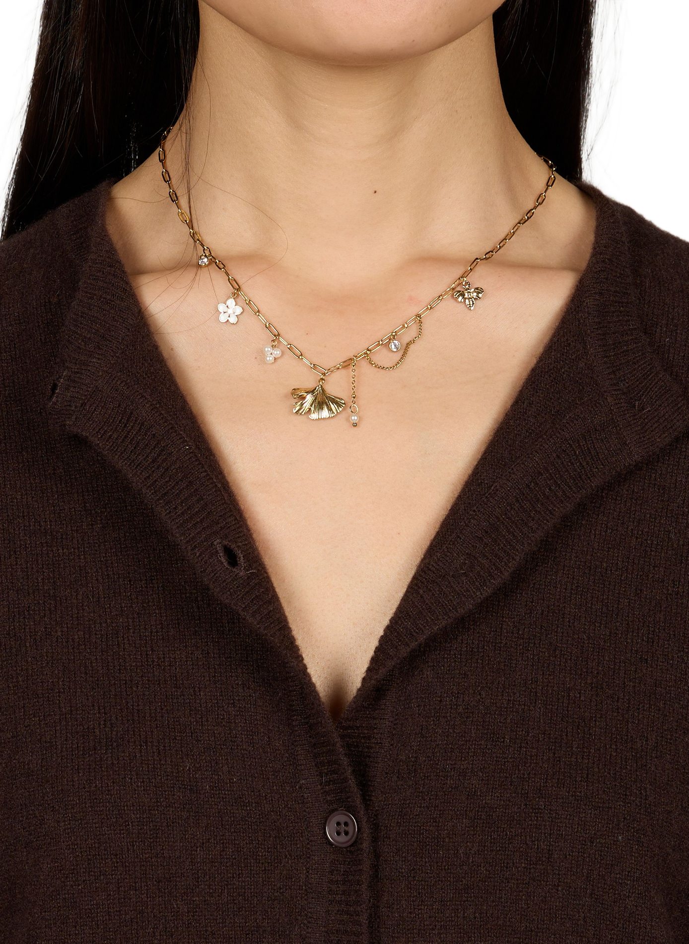 Collier en acier avec charms AU PRINTEMPS PARIS Doré