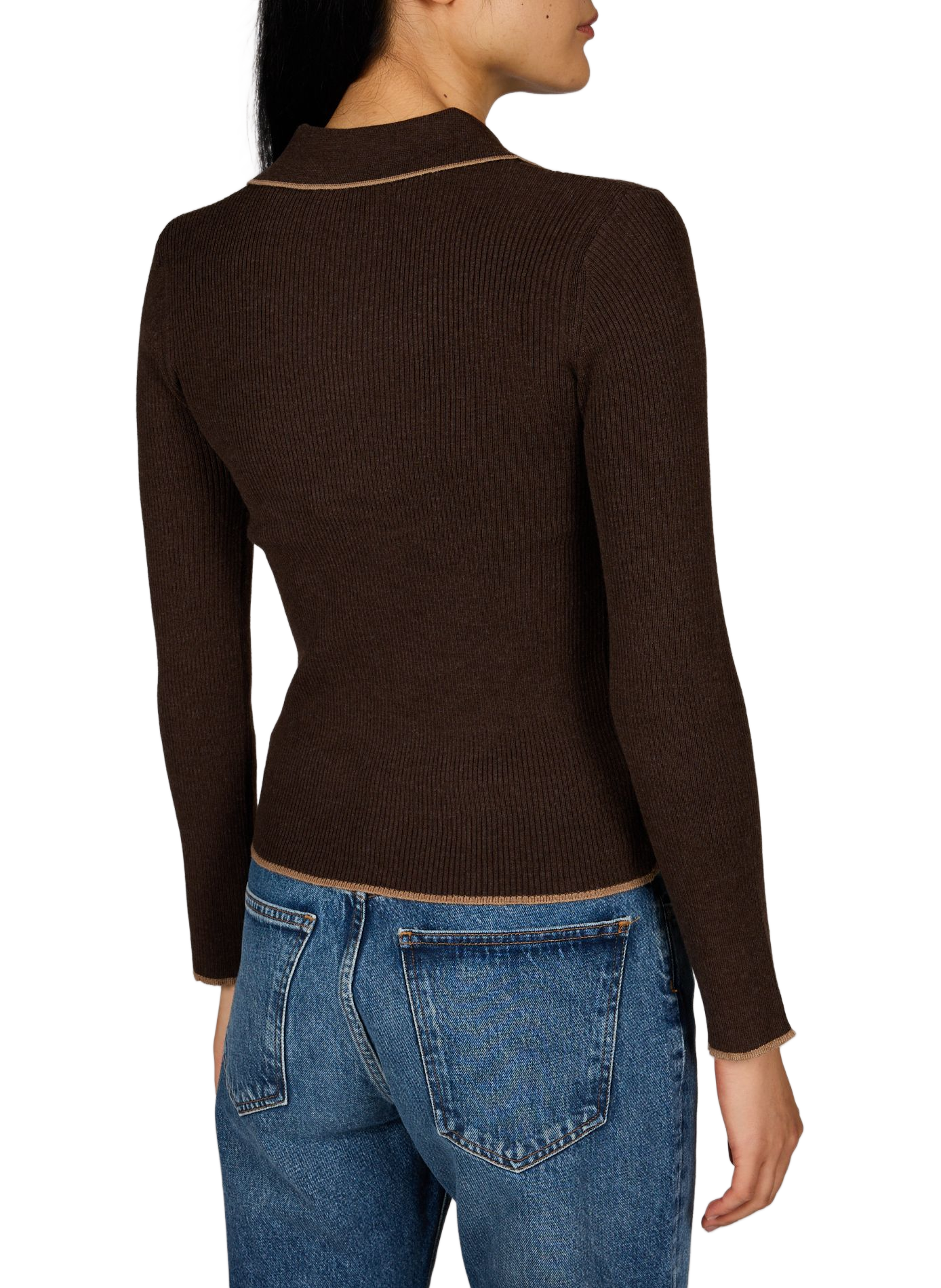 Gerippter Pullover mit geknöpftem Polokragen ARTLOVE Braun