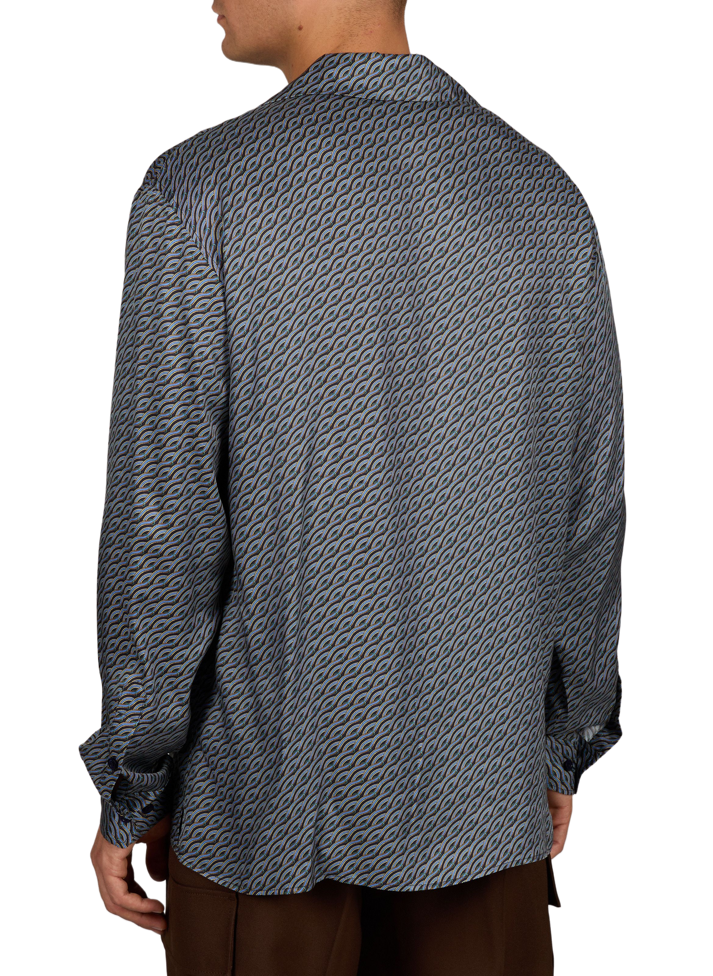 Notcha Satin Shirt with Cable Knit Detail DROLE DE MONSIEUR Blue