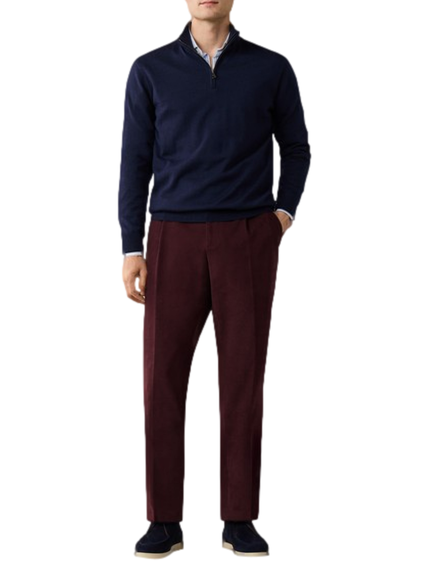 Merino wool zip-neck jumper FACONNABLE Blue