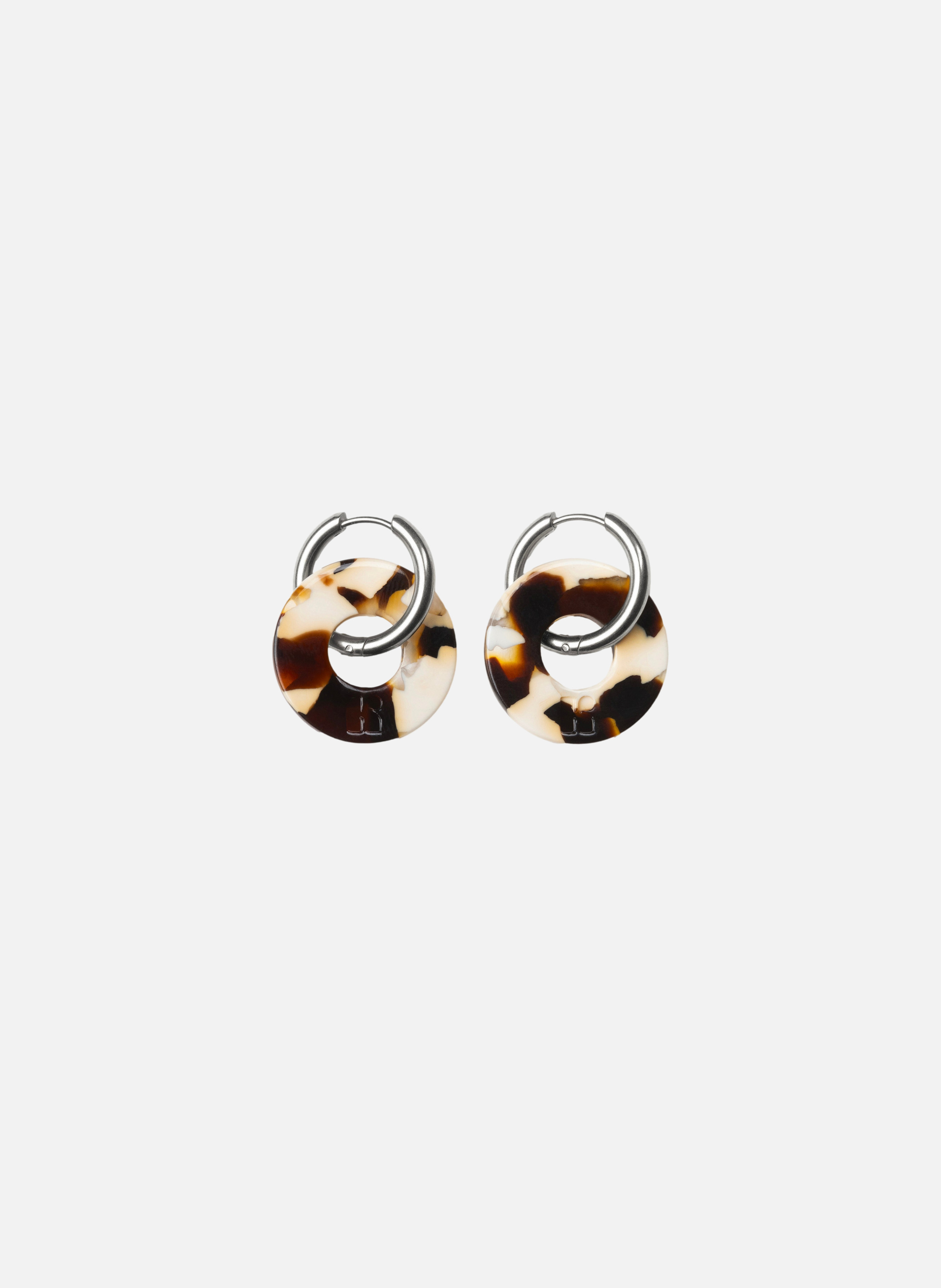Boucles d'oreilles donuts avec anneaux en acier inoxydable argenté  Latte