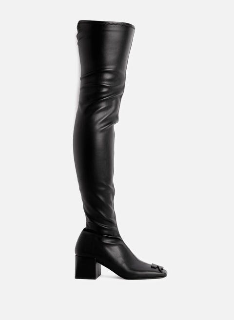 Black leather over-the-knee boots COURRÈGES 