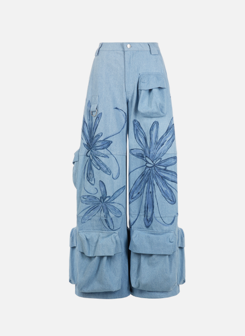 Pantalon cargo à imprimé en coton BleuCOLLINA STRADA 