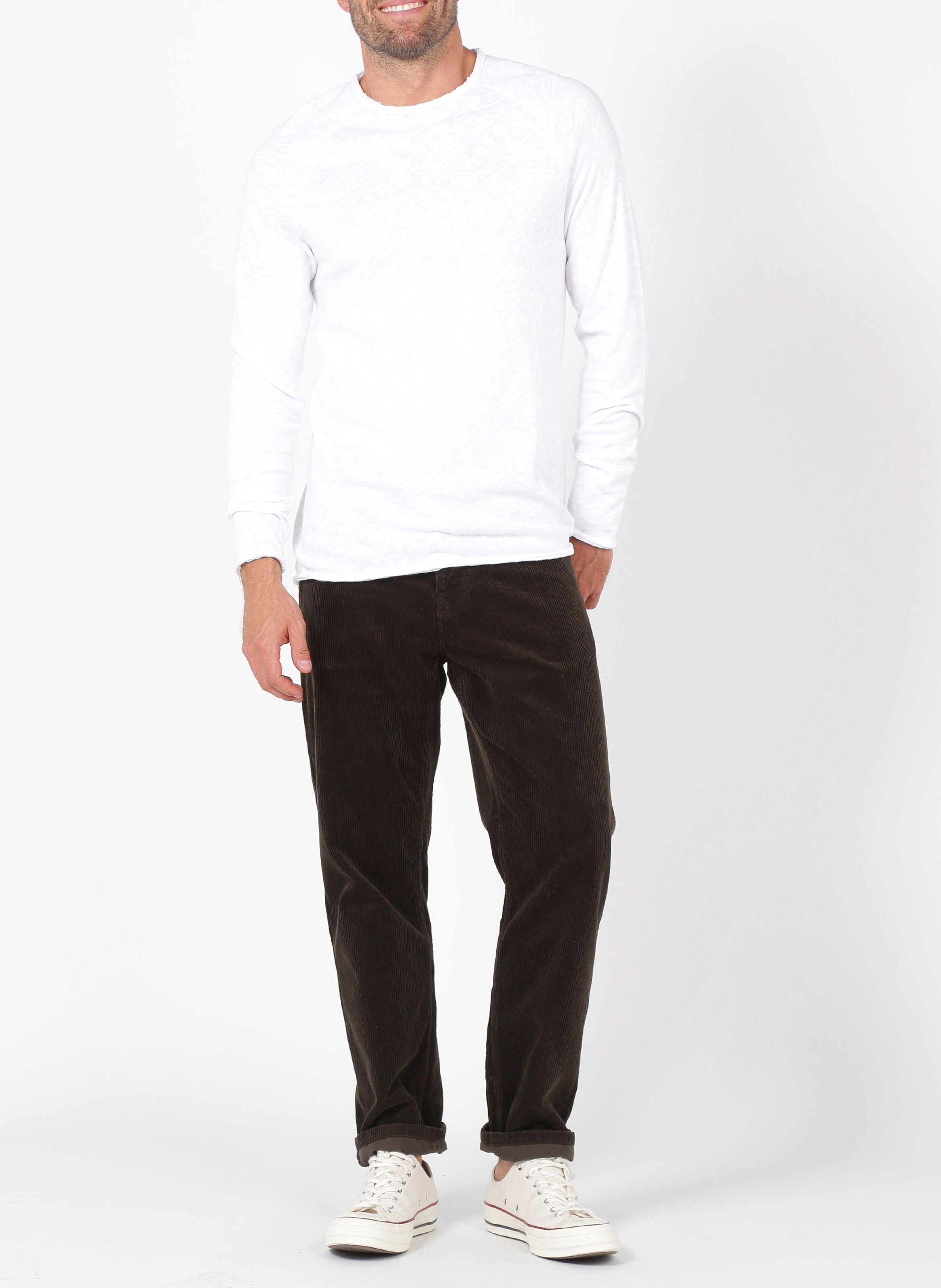 Tee-shirt col rond en coton flammé sonoma AMERICAN VINTAGE Blanc