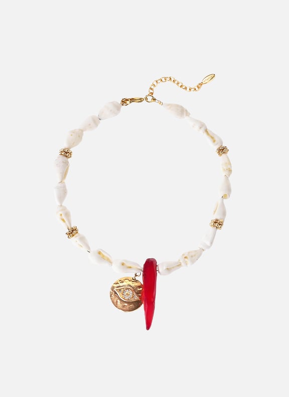 Bracelet de cheville ajustable avec coquillages en résine eliot Blanc by HIPANEMA HIPANEMA Bracelet de cheville ajustable avec coquillages en résine eliot Blanc