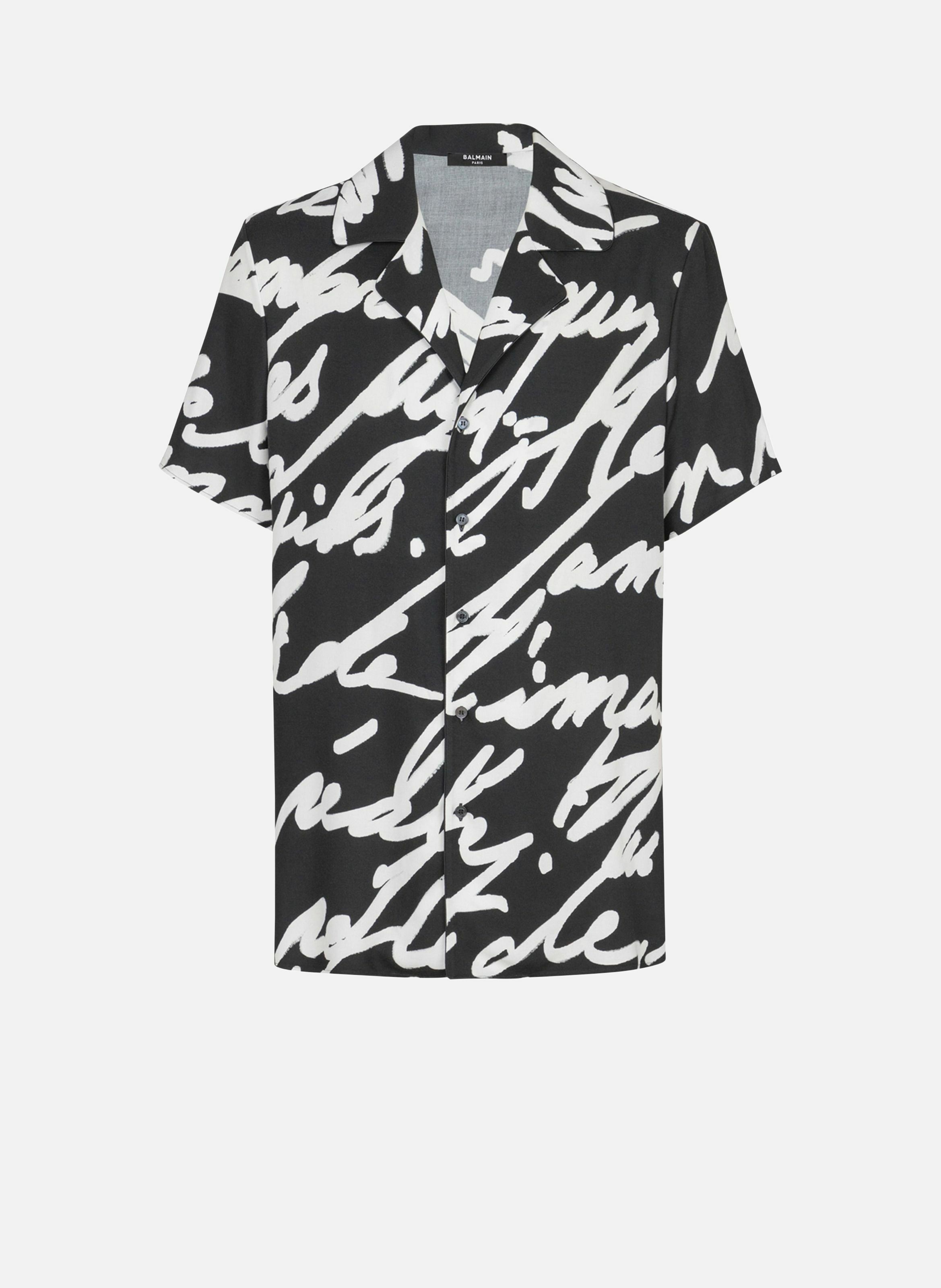 Chemise pyjama en sergé imprimé « lettre d'amour » BALMAIN Noir