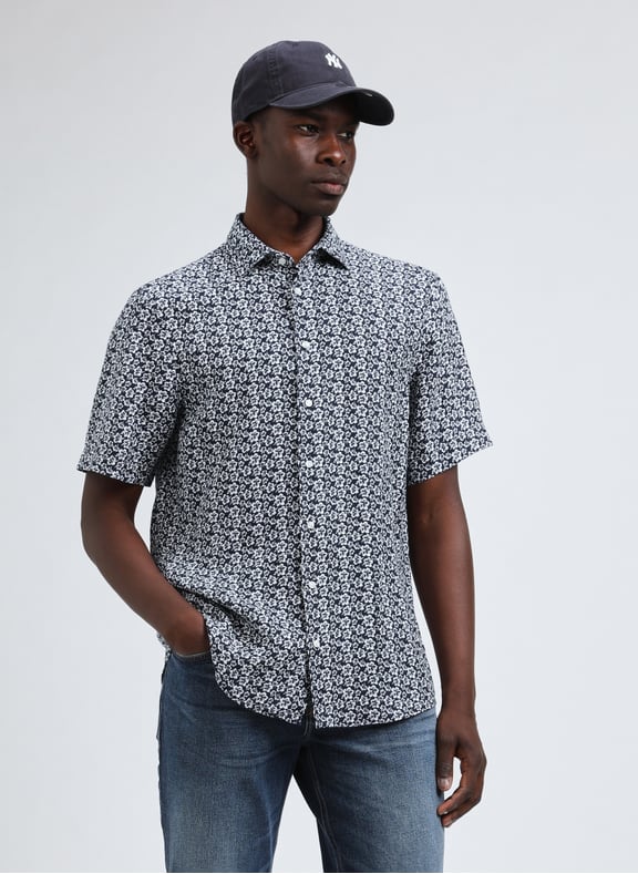 Patterned linen shirt Blue by SEIDENSTICKER SEIDENSTICKER Patterned linen shirt Blue